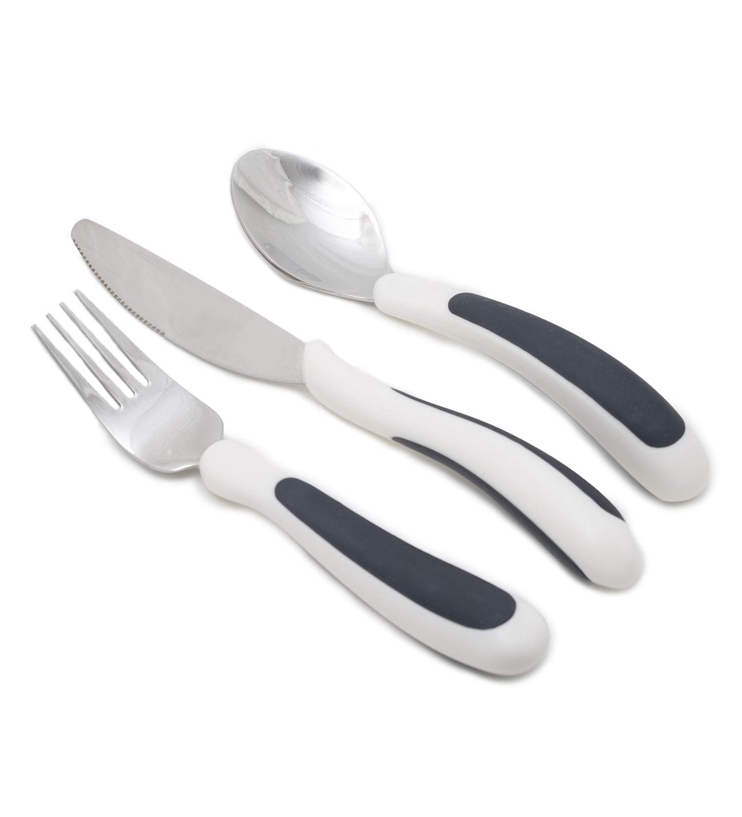 NRS Healthcare Kura Care Adult Cutlery Set - Easy Grip, Black & White - Single - Buy Online on GoSupps.com