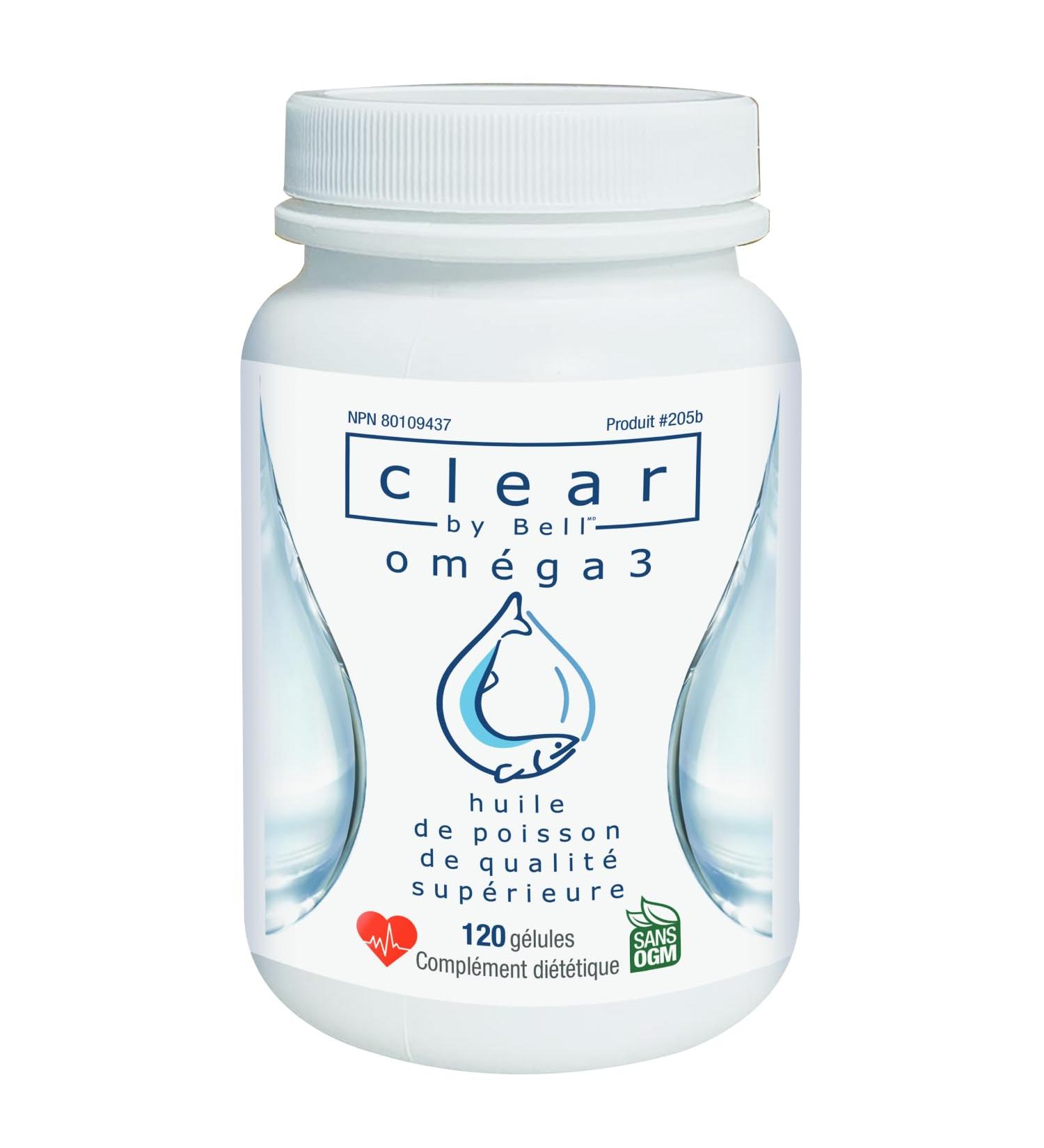 clear by Bell Omega 3 - Pure Premium Fish Oil for Men and Women - Cholesterol Free - Low Repeat and Smell - 120 Softgels 120 count (Pack of 1) - Buy Online on GoSupps.com