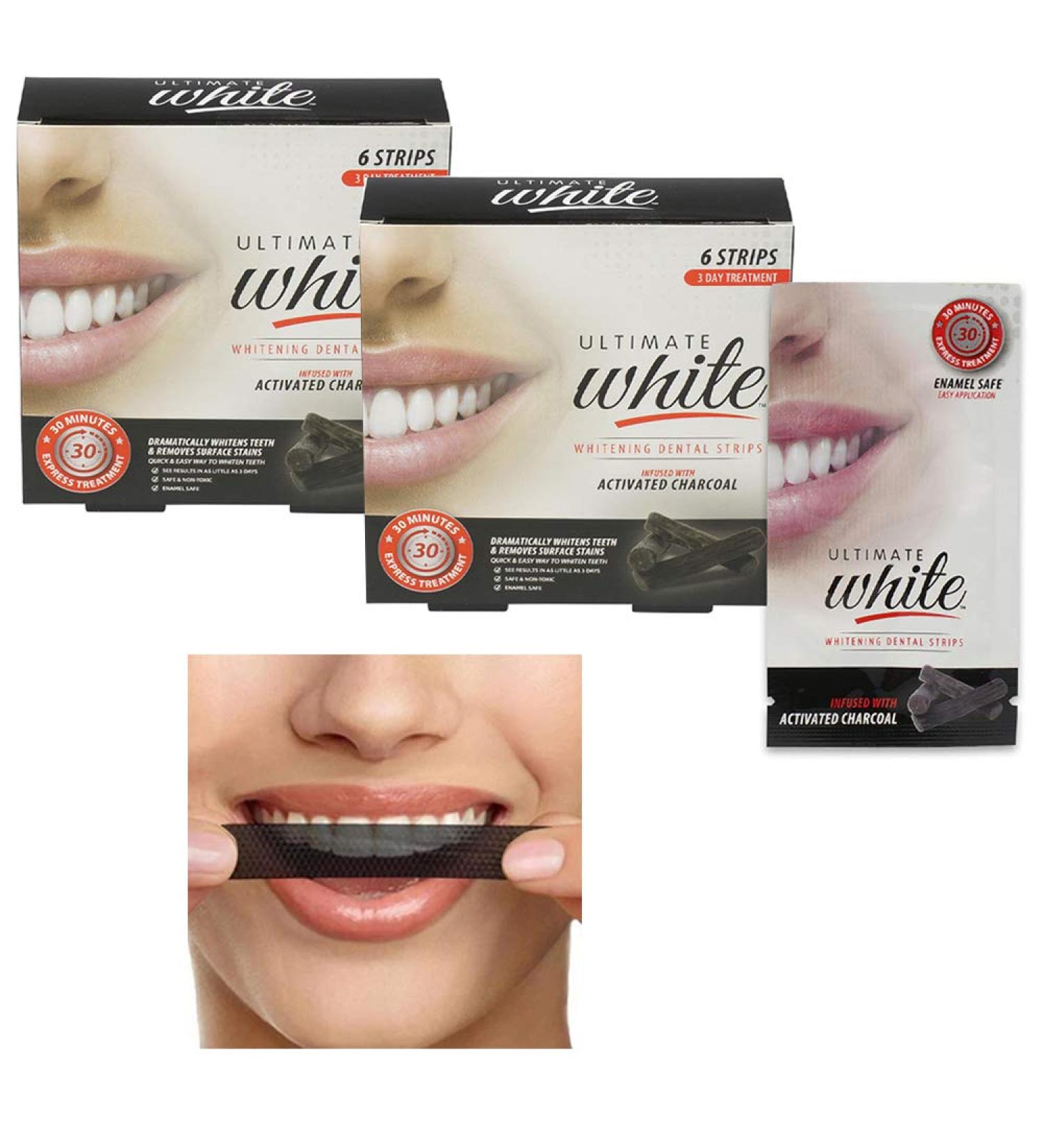 12pc Activated Charcoal Teeth Whitening Strips - Dental Whitener for White Teeth - Buy Online on GoSupps.com