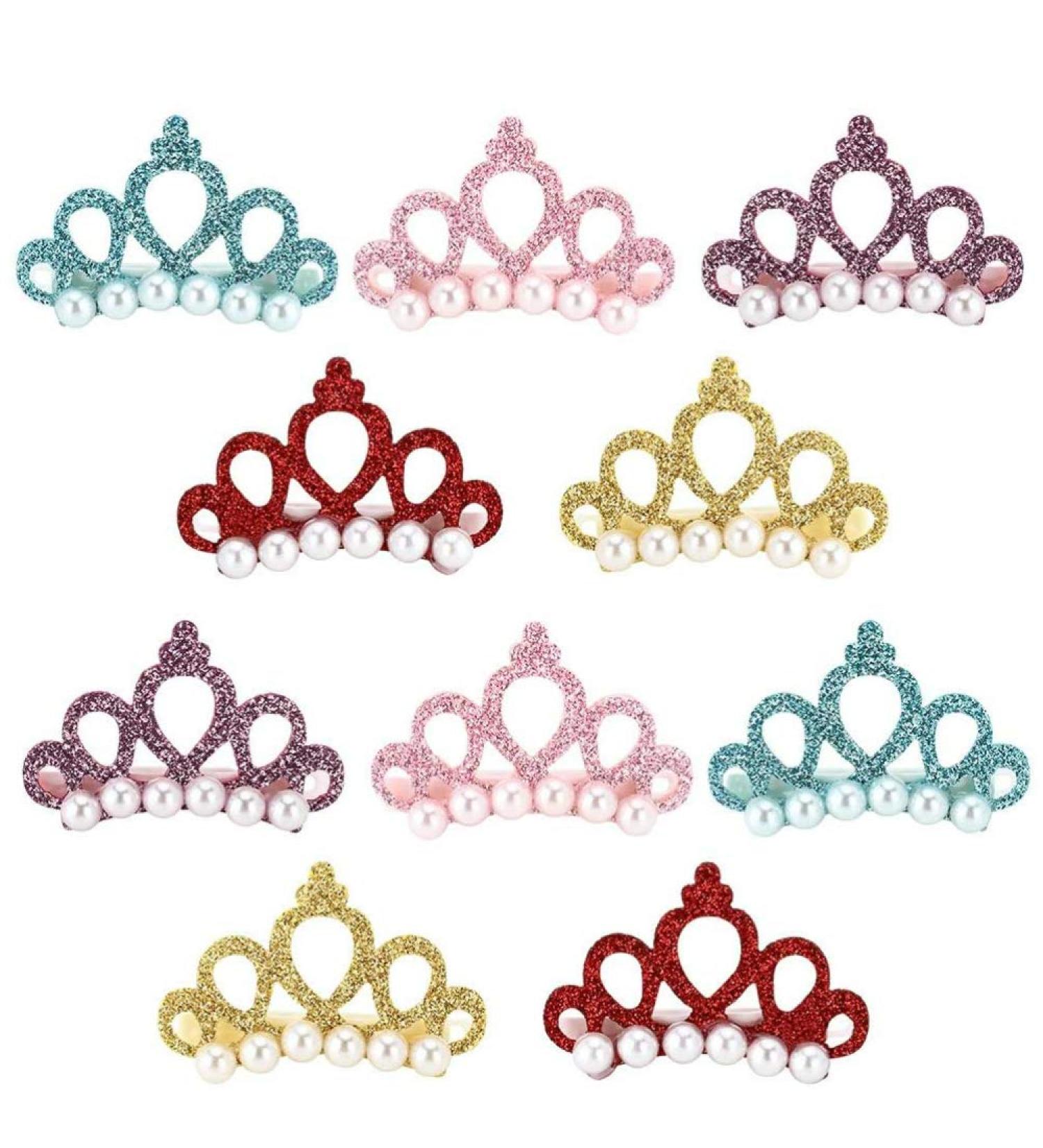 10Pcs Crown Shape Pet Hairpin 5 Colors Pet Hair Clip Grooming Hair Accessories for Small Medium Dogs Multicolour (47) - Buy Online on GoSupps.com