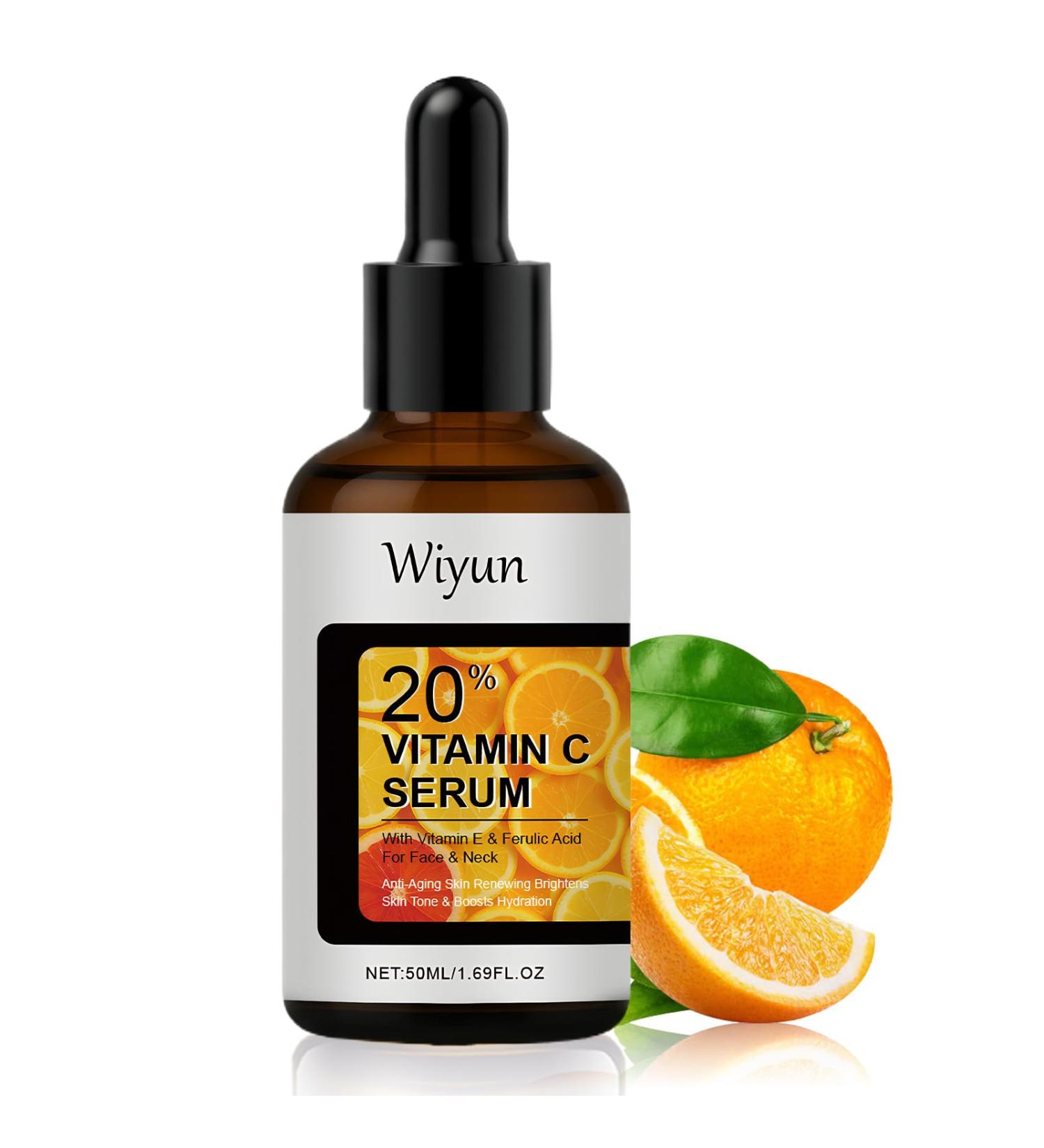 Ourdort Vitamin C facial serum 50 ml vitamin C serum antioxidant shine serum with hyaluronic acid vitamin E antiimperfections antiwrinkle eye contour illuminated smooth - Buy Online on GoSupps.com