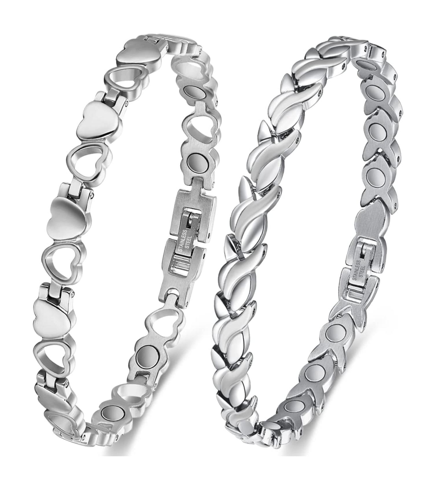 Vicmag Titanstahl Magnet Hardship Bands for Women - Ultra-Strong Magnets Elegant Design Gift Box & Tool - Silver Set of 2 - Buy Online on GoSupps.com