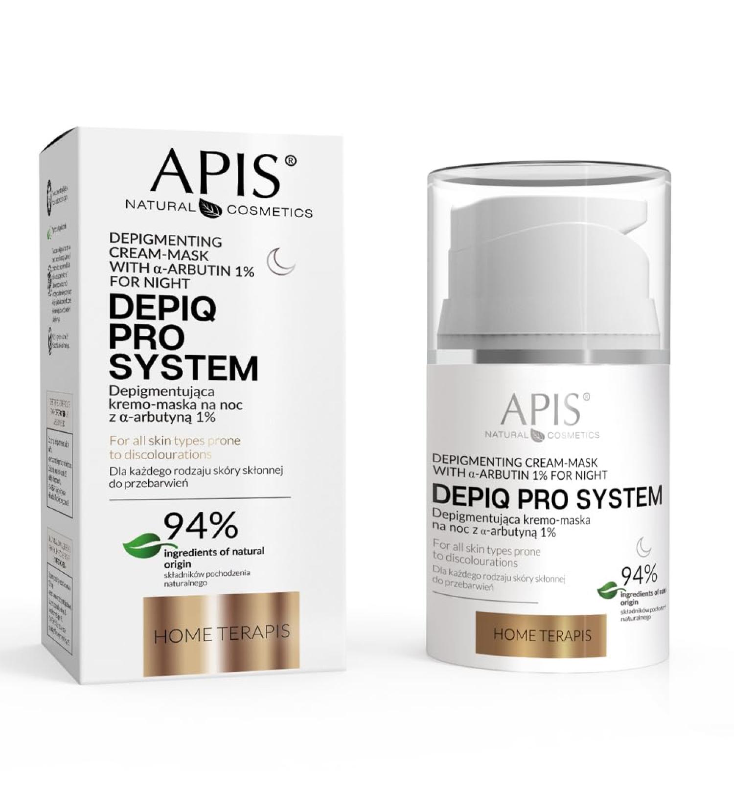 Apis DEPIQ PRO SYSTEM Masque de nuit 50 ml avec 1 % d' -arbutine R duit les taches pigmentaires et l'hyperpigmentation claircissant - Buy Online on GoSupps.com