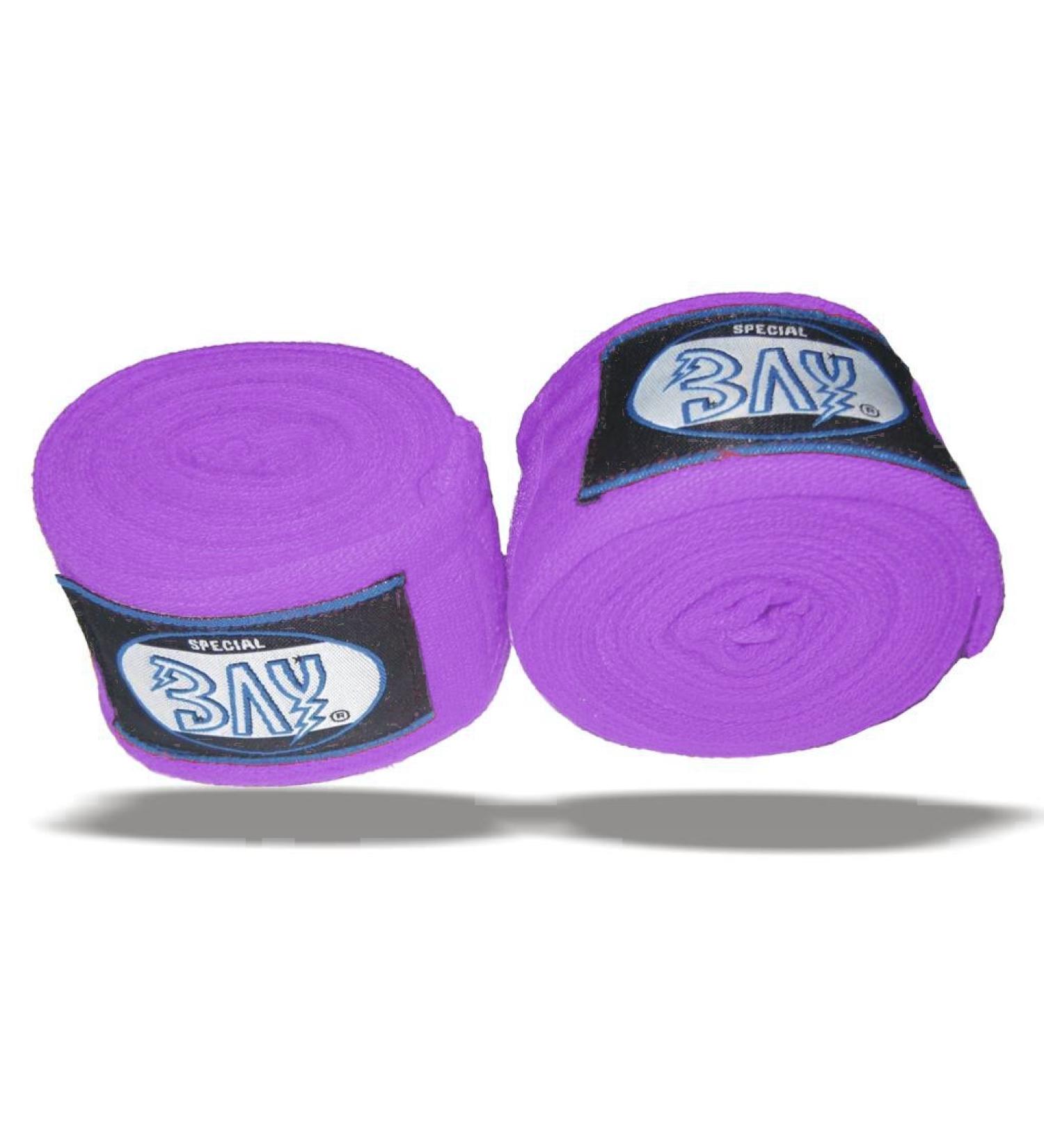 BAY Basic 2.5 Boxing Bandages - Purple Pair with Wrapping Instructions | Elastic 2.5m x 5cm - Buy Online on GoSupps.com