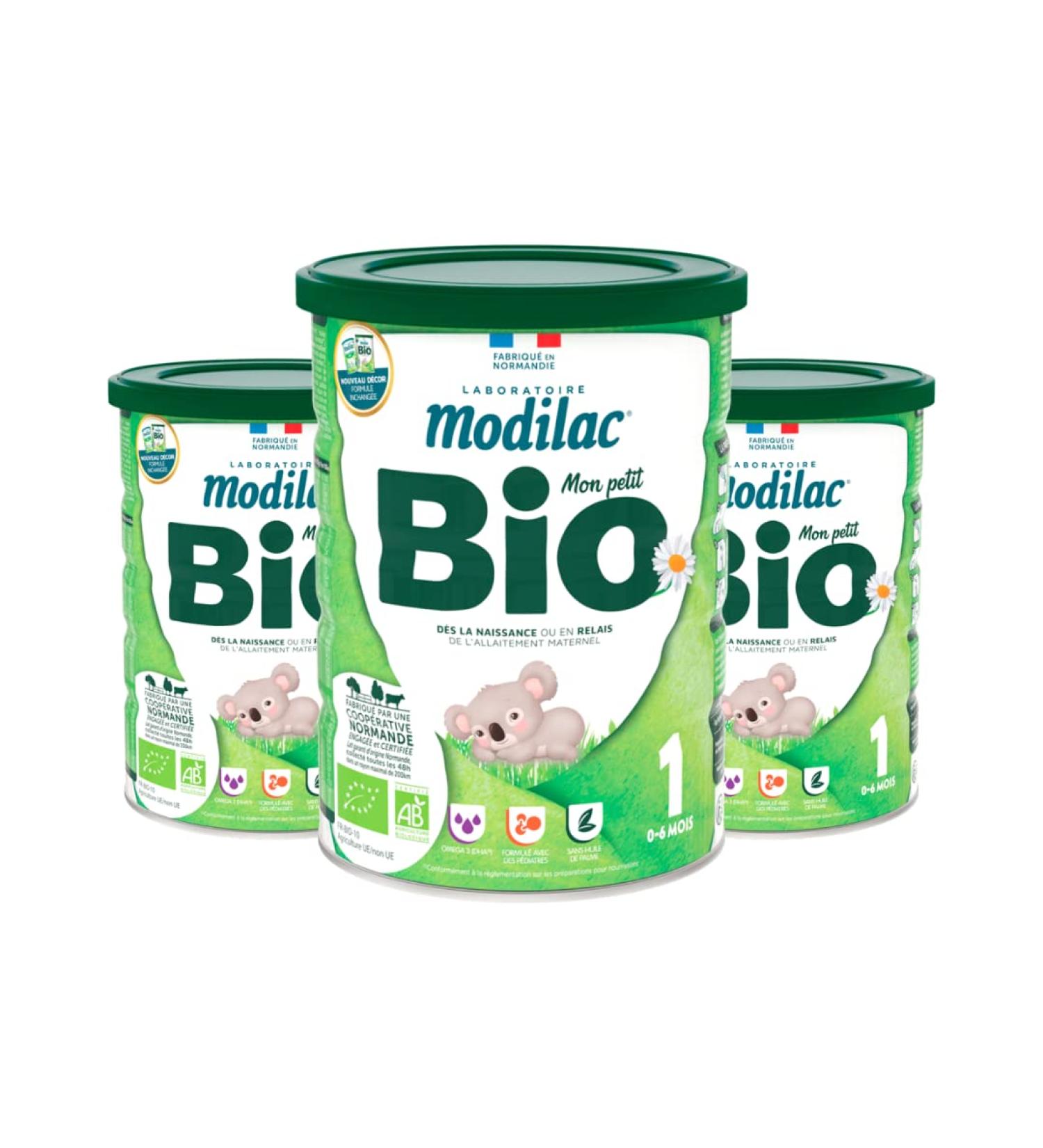 Modilac - Lait Infantile en Poudre Bio 1 - Riche en DHA Sans Huile de Palme - Convient en Relais de l'Allaitement Maternel - Certifi AB - 1er Age de 0 6 Mois - Lot de 3x800g - Buy Online on GoSupps.com