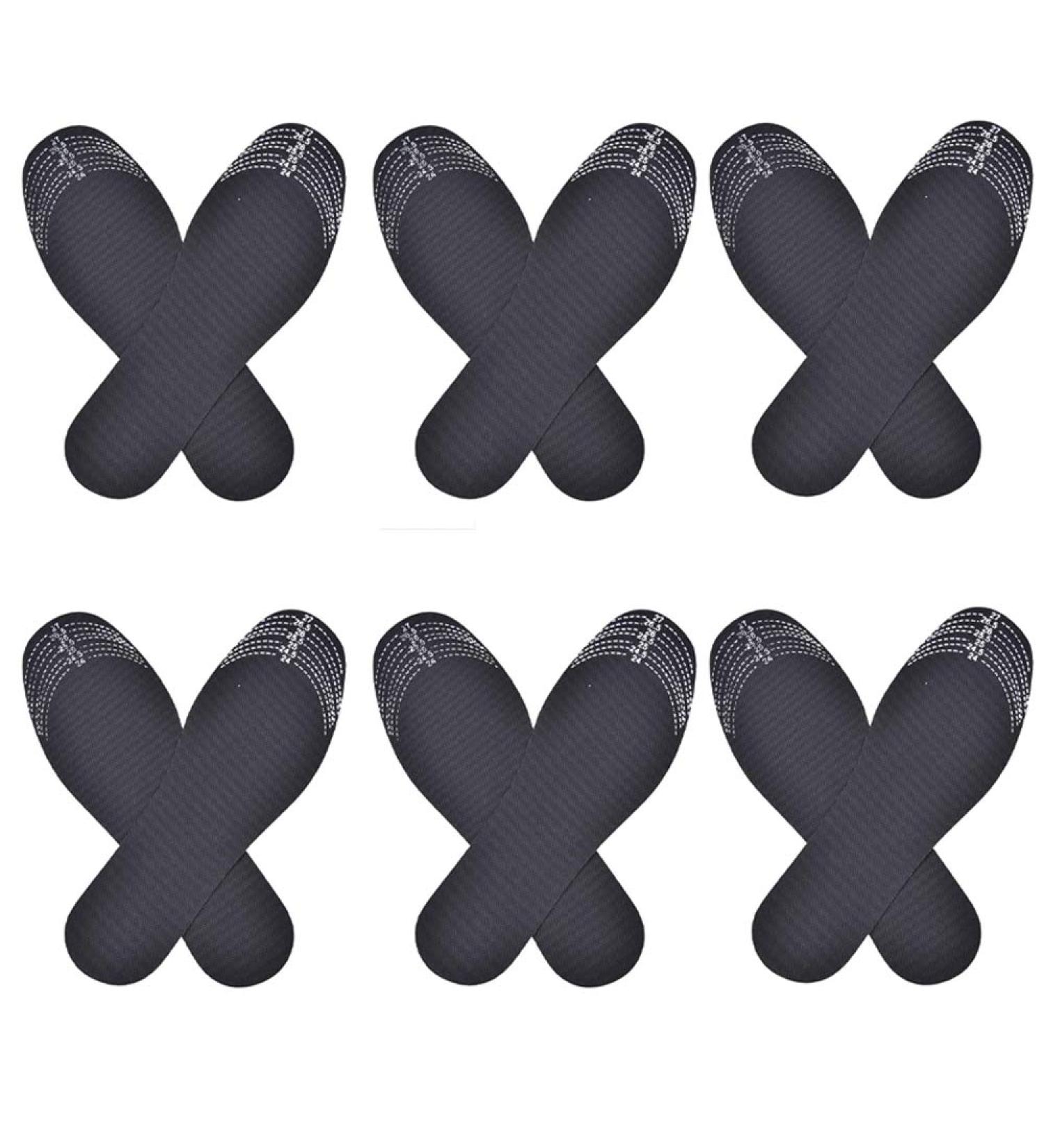 6 Pairs Bamboo Charcoal Insoles for Men & Women - Moisture Absorbing Deodorizing & Odor Eliminating (Black - Buy Online on GoSupps.com
