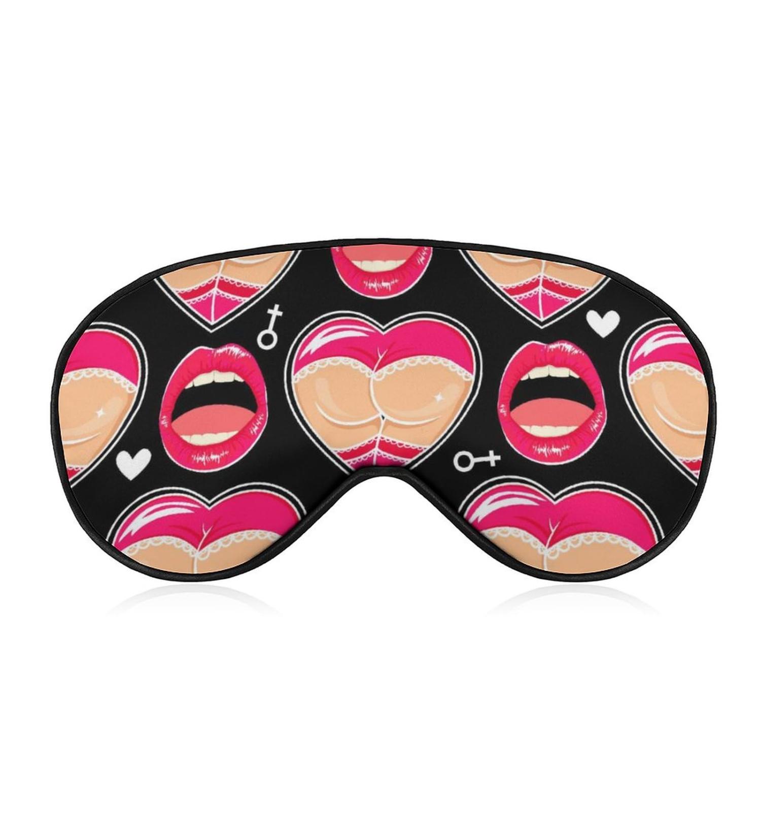 Booty Lips Heart Soft Sleep Mask for Women - Funny Love Pattern Blackout Eye Mask with Adjustable Straps | Travel-Friendly Sleep Solution - Buy Online on GoSupps.com