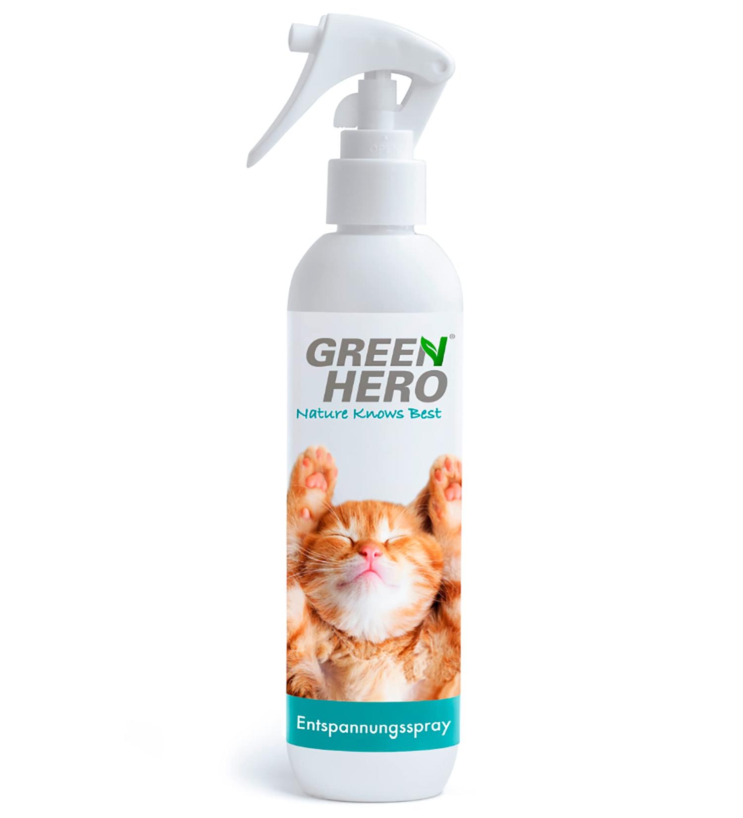 Green Hero Relaxation Spray for Cats - 250ml | Soothing Valerian Lavender & Natural Catnip for Well-Being - Buy Online on GoSupps.com