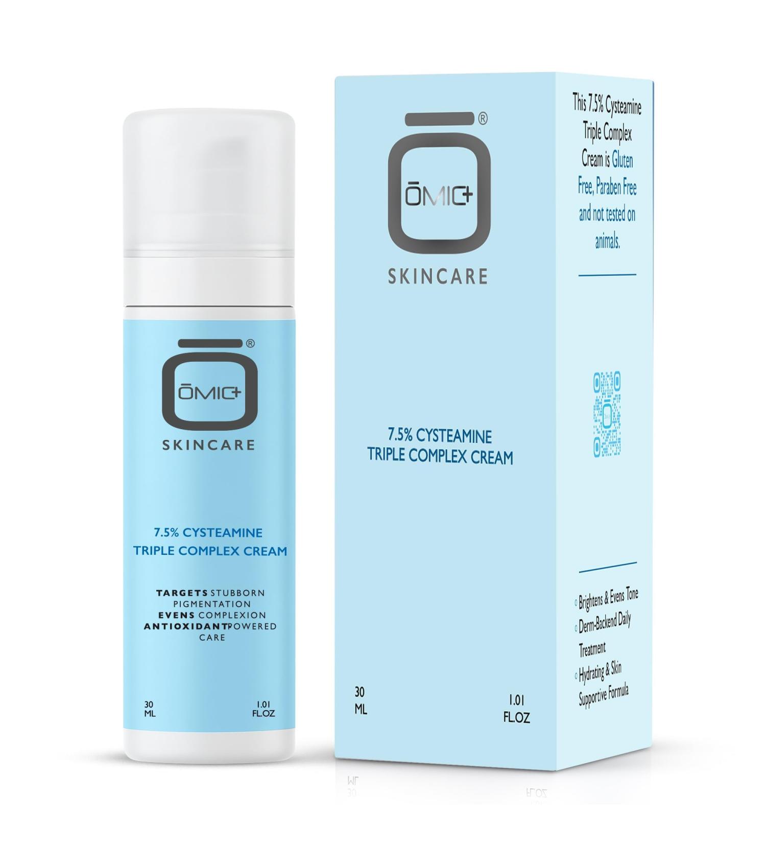 OMIC+ Skincare 7.5% Cysteamine Triple Complex Cream - 1.01 fl Oz / 30ml Brightening & Tone-Improving Face Cream for Uneven Skin & Dull Complexion Lightweight Texture - Buy Online on GoSupps.com
