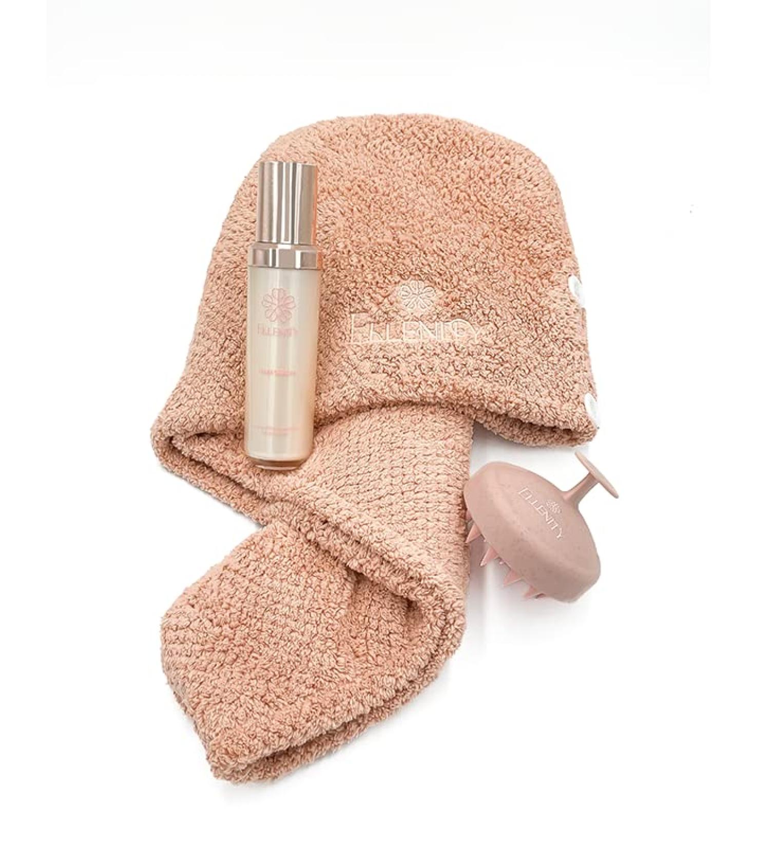  Ellenity Luxury Hair Booster Set Visibly More Growth & Less Hair Loss Made in Switzerland | Vegan | Hormone Free | 50ml Hair Growth Booster Scalp Massage Brush Quick Dry Turban - Buy Online on GoSupps.com