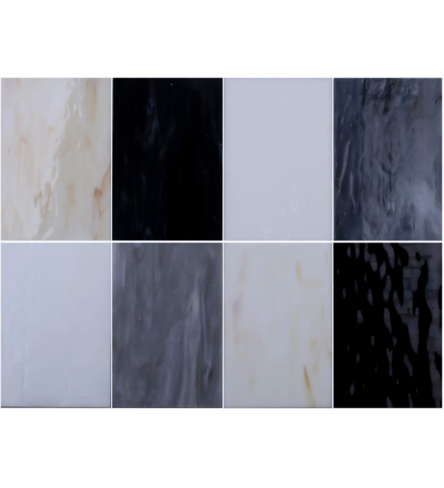 Pocoukate Stained Glass Sheets 8 pcs Variety Kit - 4 x 6 inch Large Cathedral Glass Mosaic Tiles for Crafts - Stained Glass Supplies (Black & White Series) - Buy Online on GoSupps.com