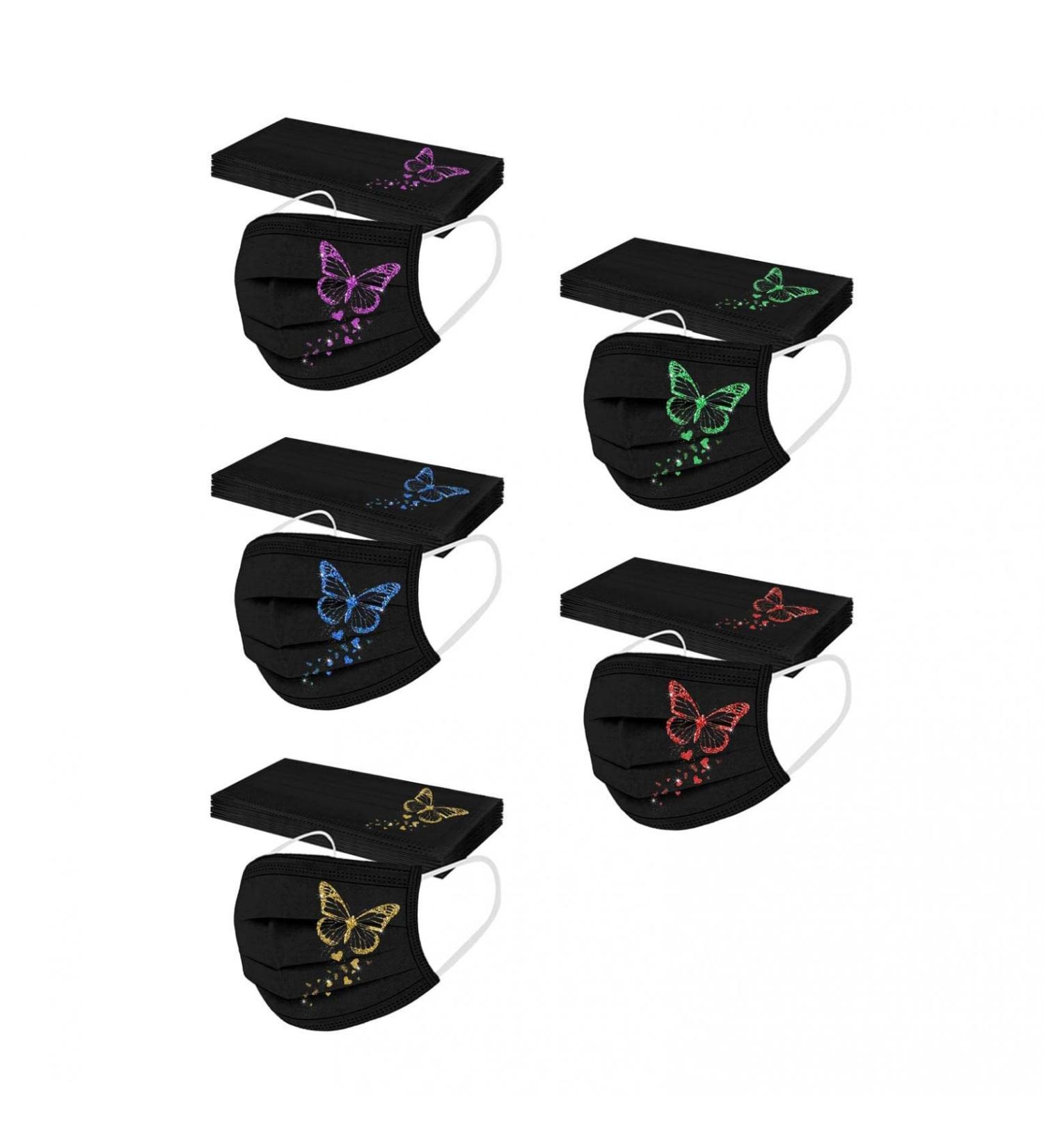 Lbert 50-Piece Adult Butterfly Pattern Mouth & Nose Protection - 3-Layer Cloth Masks for Outdoor Dust Protection Multi-Functional Bandana Scarf - Buy Online on GoSupps.com