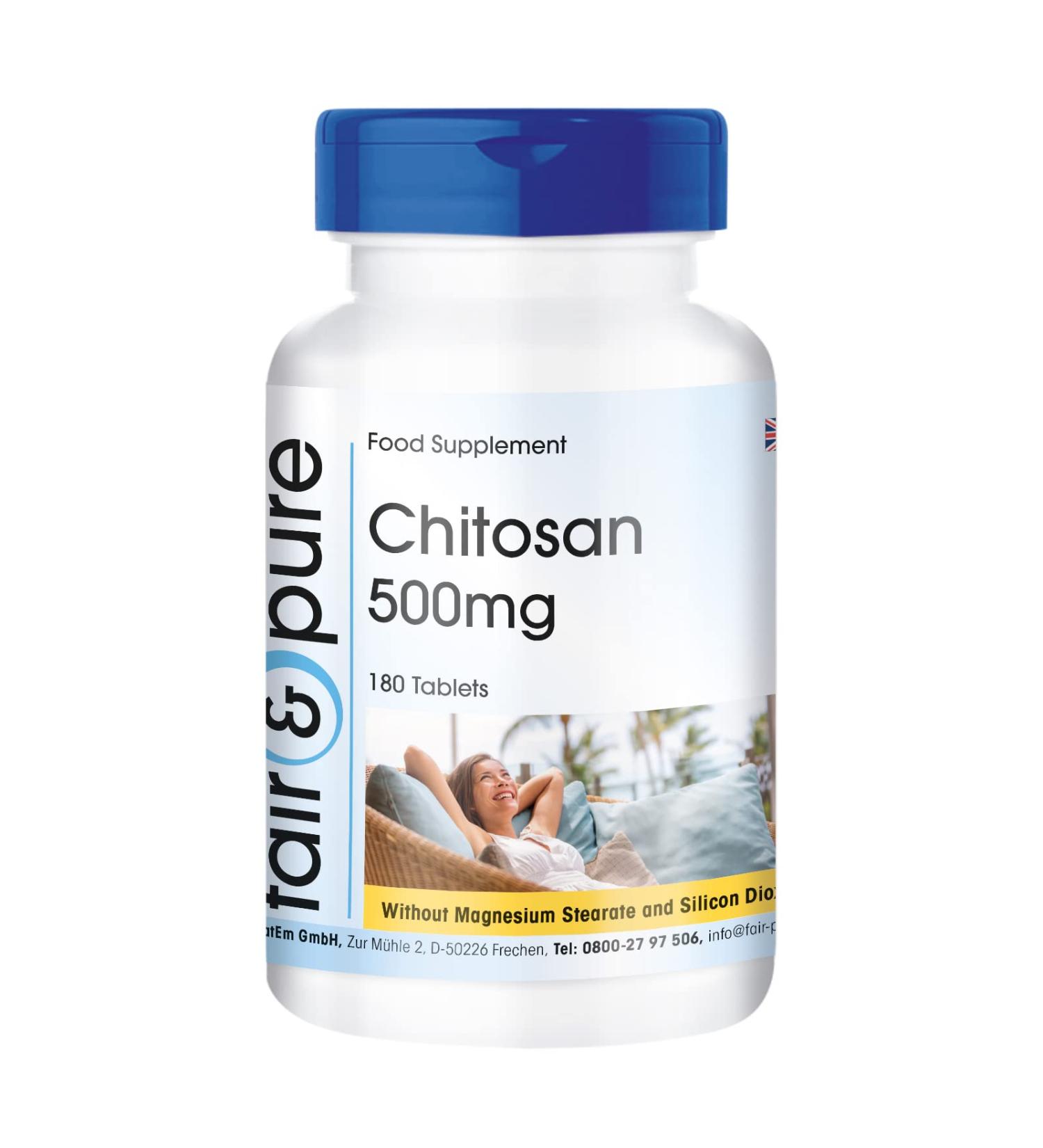 Fair & Pure Chitosan 500mg Supplement - 180 Tablets for Weight Management - Buy Online on GoSupps.com