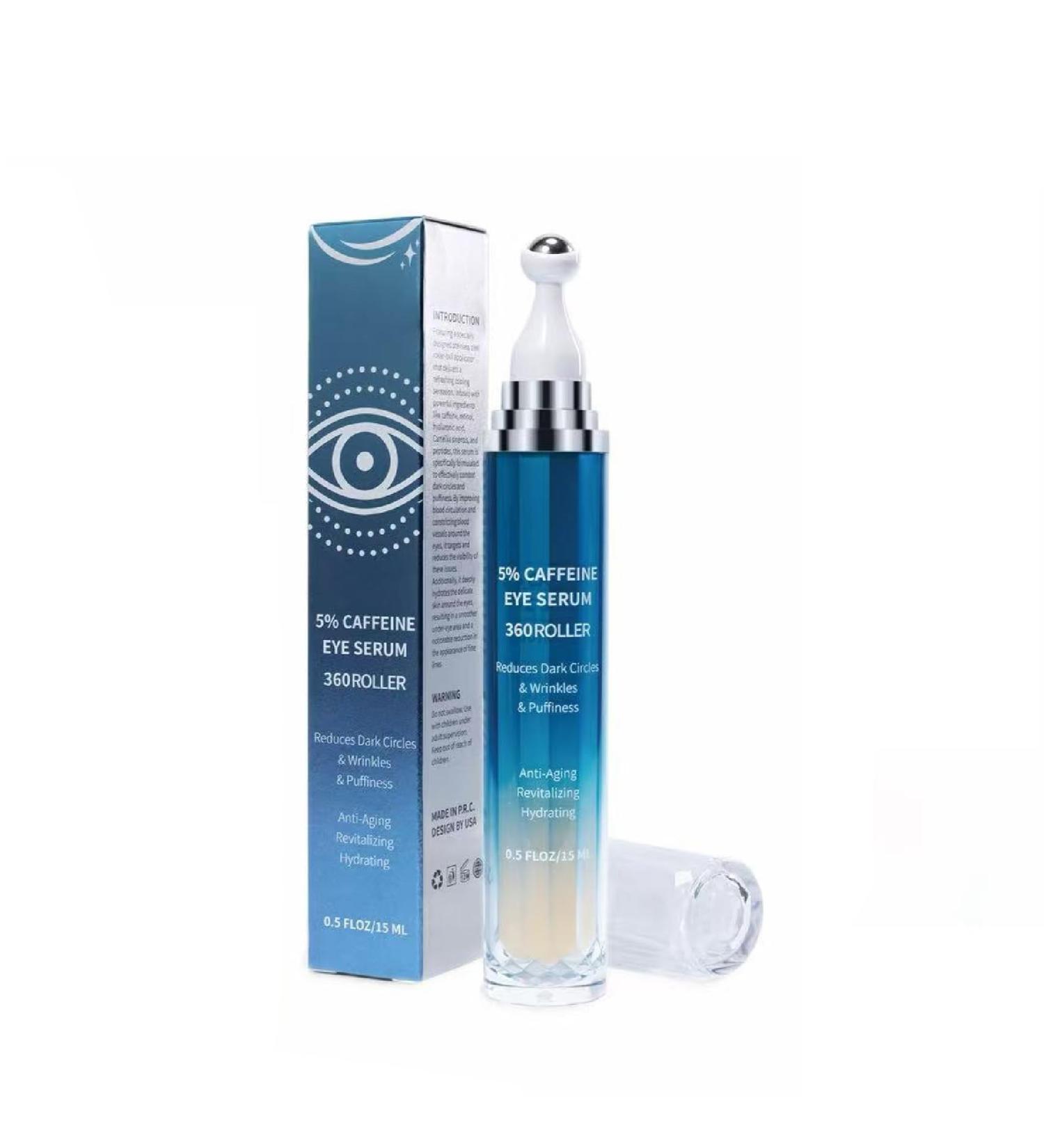 Caffeine Retinol Eye Cream Under Eye Cream and Eye Serum for Dark Circles Puffiness Eye Bags Wrinkles and Fine Lines with 360 Roller Massage Ball 0.5 fl oz / 15ml - Buy Online on GoSupps.com