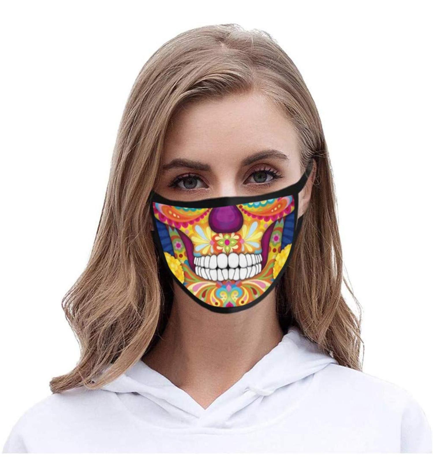 ZLUU 1PC Halloween Adults Protective Face Mask Personalized Patterns Face Cover Safe Skin Friendly Face Sheild Washable Reusable Adult Fashion Halloween Printed Mask Can Be Washed with Filter - Buy Online on GoSupps.com