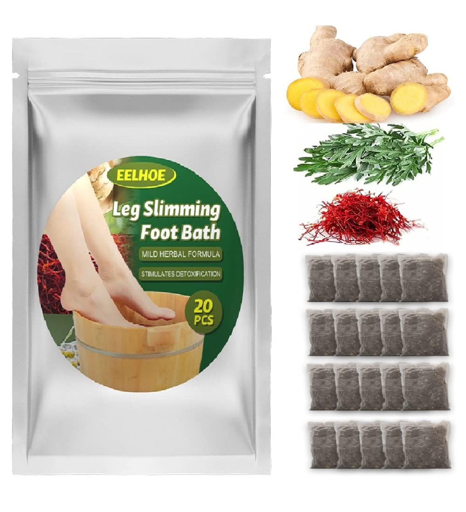 Organic Wormwood Foot Soaks - Lymphatic Drainage Mugwort Ginger Herb Bags (20 Pcs) - Buy Online on GoSupps.com