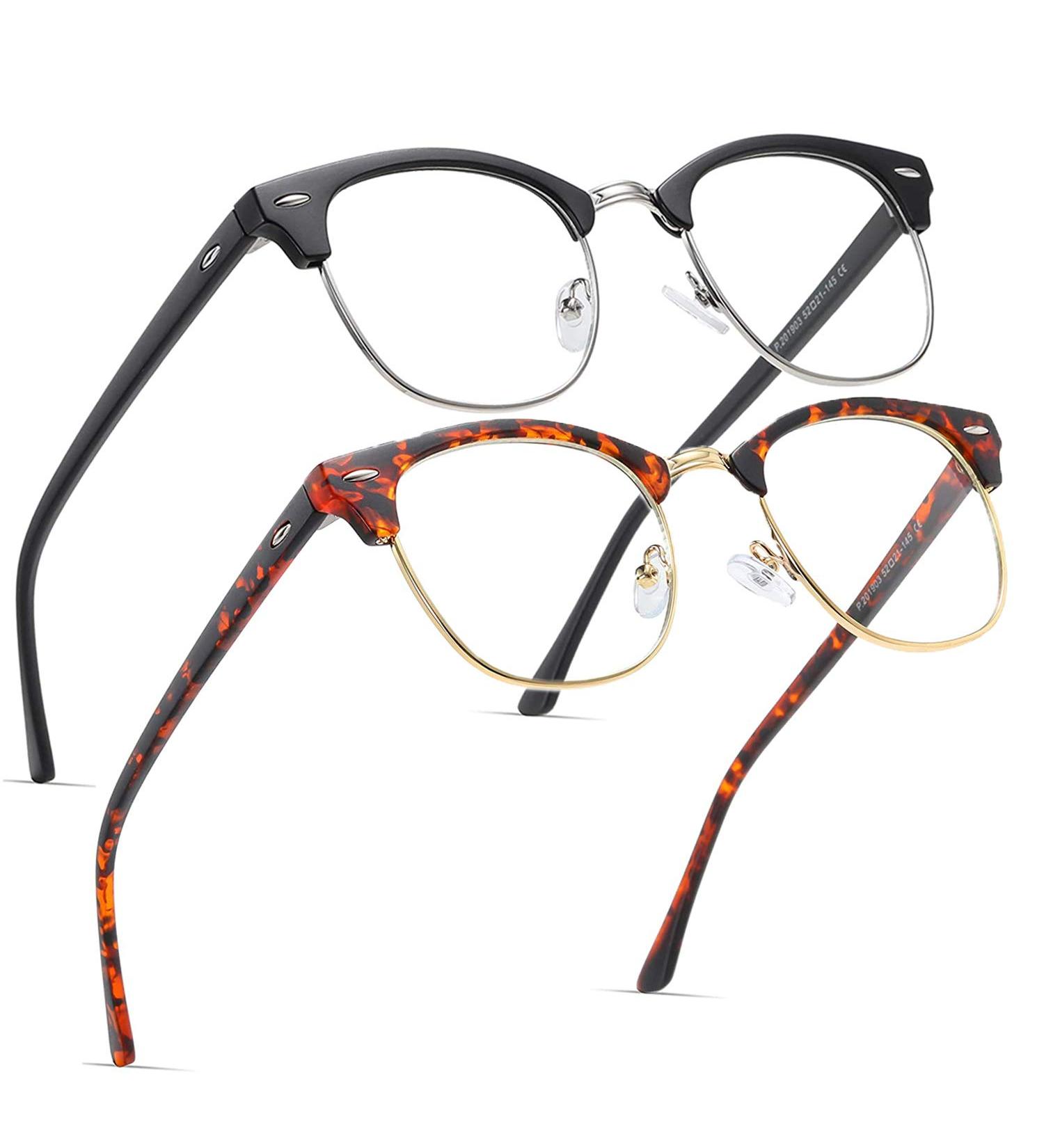 2 Pack Blue Light Blocking Glasses Anti Blue Light Gaming Glasses Retro Fashion Frame Non-Prescription Lens Anti Fatigue Headache Computer Screen Glasses for Women and Men Unisex Round Glasses a1 black Silver + Flower Gold - Buy Online on GoSupps.com