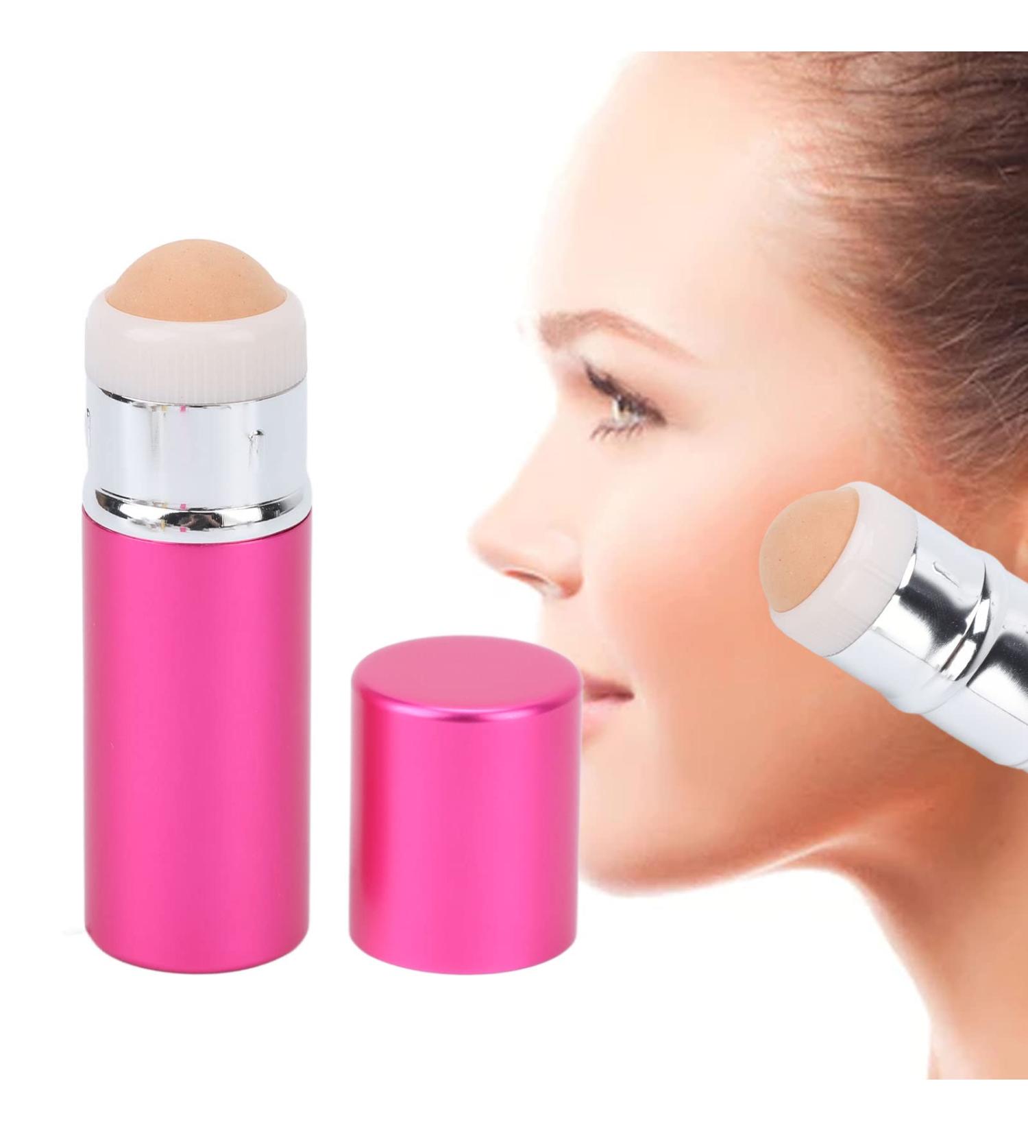 Oil Absorbing Volcanic Roller Dual Head Portable Reusable Oil Absorbing Face Roller with Makeup Cosmetic Brush Facial Tool for Girl Women (Rose Red) - Buy Online on GoSupps.com