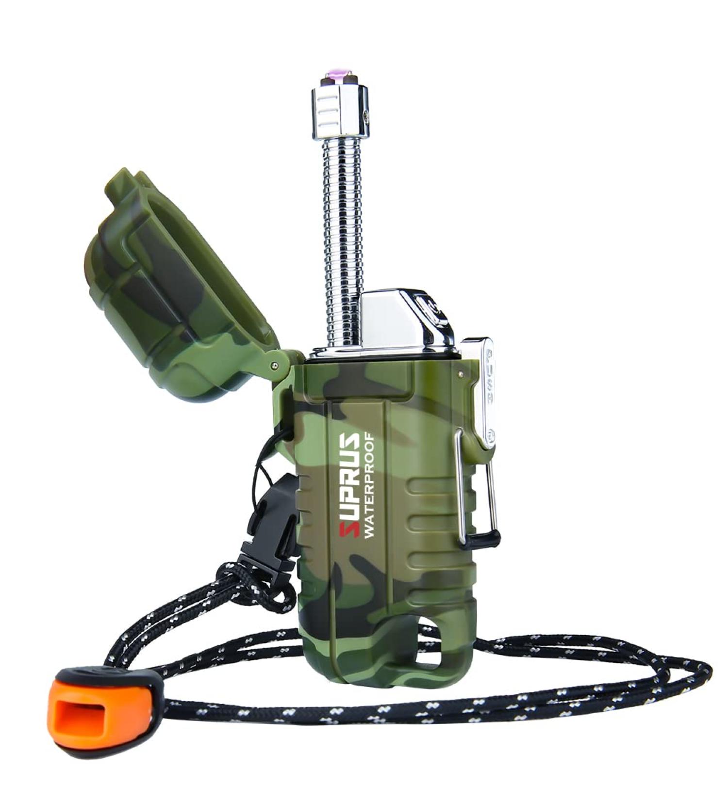SUPRUS Waterproof Lighter Windproof Lighter Arc Plasma Lighters USB-C Rechargeable with Expandable and Flexible Neck for Outdoor(Camouflage) - Buy Online on GoSupps.com