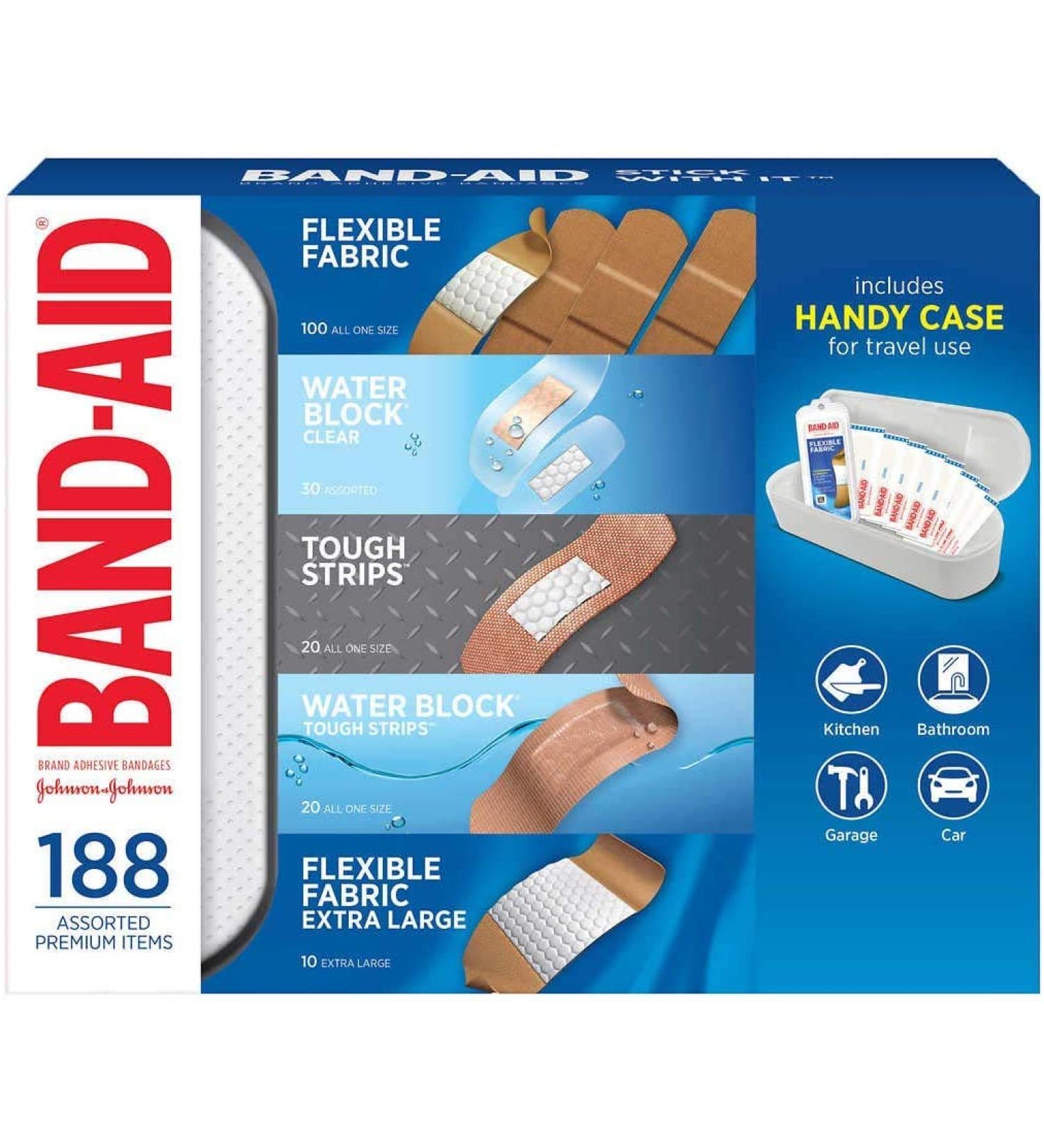 Band-Aid Tough Strips Adhesive Bandages - 188 Count with Travel Case - Buy Online on GoSupps.com