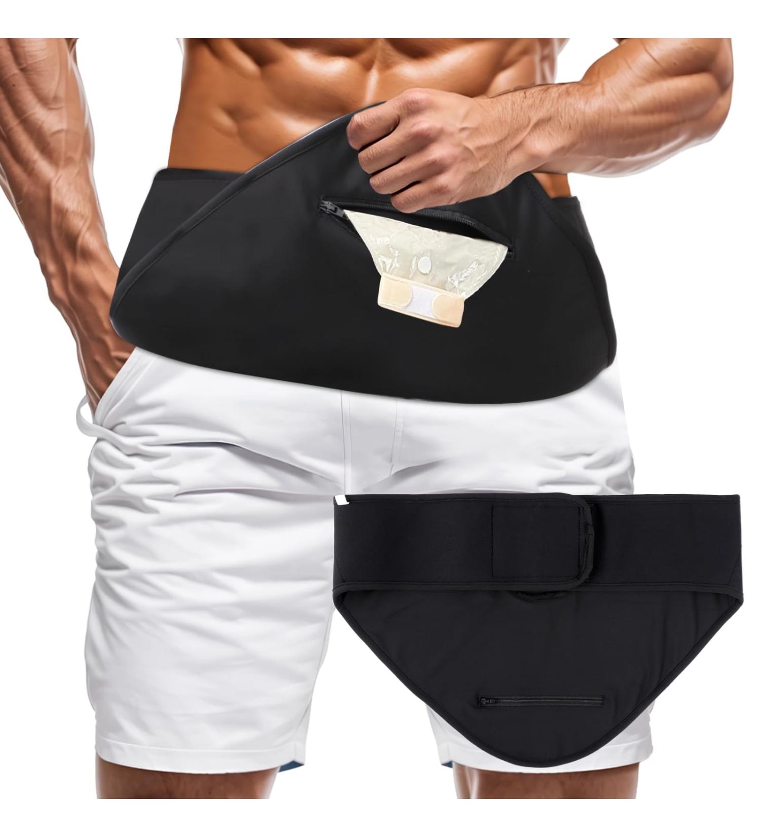Adjustable Ostomy Belt 33-43 | Zippered Pouch Cover | Elastic Support Belt | Unisex Black Stealth Design - Buy Online on GoSupps.com