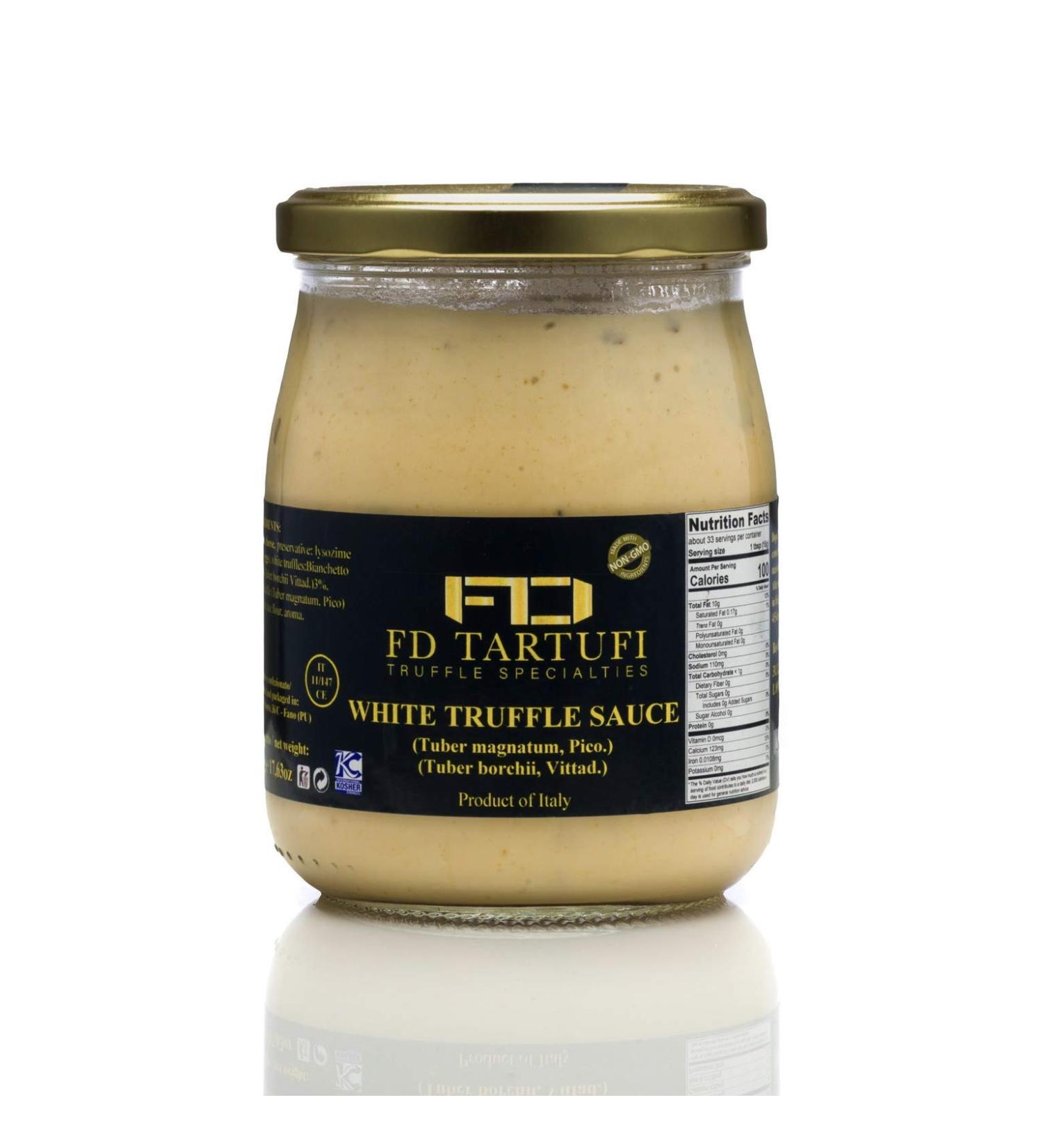 FD TARTUFI White Truffle Sauce 500g - Gourmet Condiment Made in Italy | Non-GMO | Cheese, Milk, Cream Infused with White Truffles - Buy Online on GoSupps.com