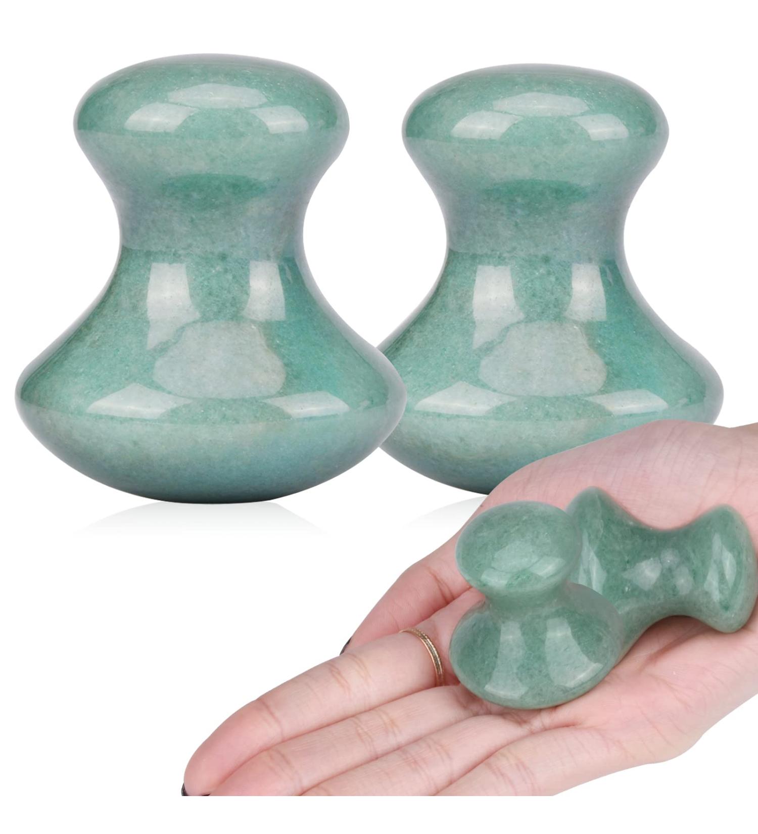 Ideayard Mushroom Gua Sha 2Pcs Jade Eye Massage Facial Tool - Green(2pcs) - Women's SPA Tool for Smooth and Cute Mushroom Shaped Scraping to Lift and Remove Wrinkles - Buy Online on GoSupps.com
