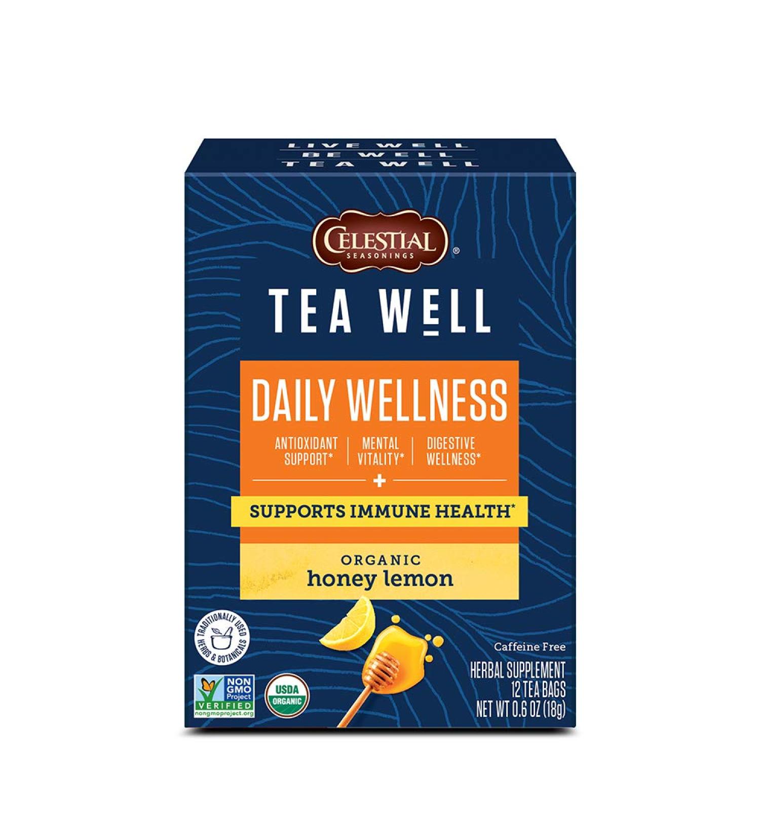 Celestial Seasonings Daily Wellness Herbal Tea - Organic Honey Lemon, Caffeine Free, 12 Bags - Buy Online on GoSupps.com