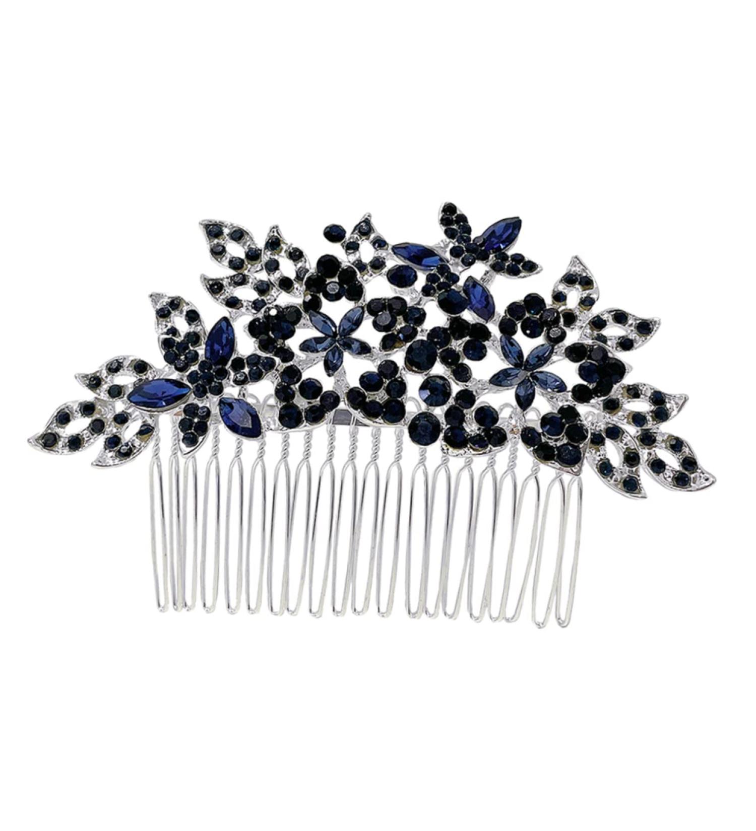 PLAFOPE Dark Blue Hair Comb Bride Hair Comb Wedding Hair Accessories for Brides Bride Headpieces for Wedding Bridal Headdress Headdresses for Women Floral Hair Comb Wedding Hair Comb - Buy Online on GoSupps.com