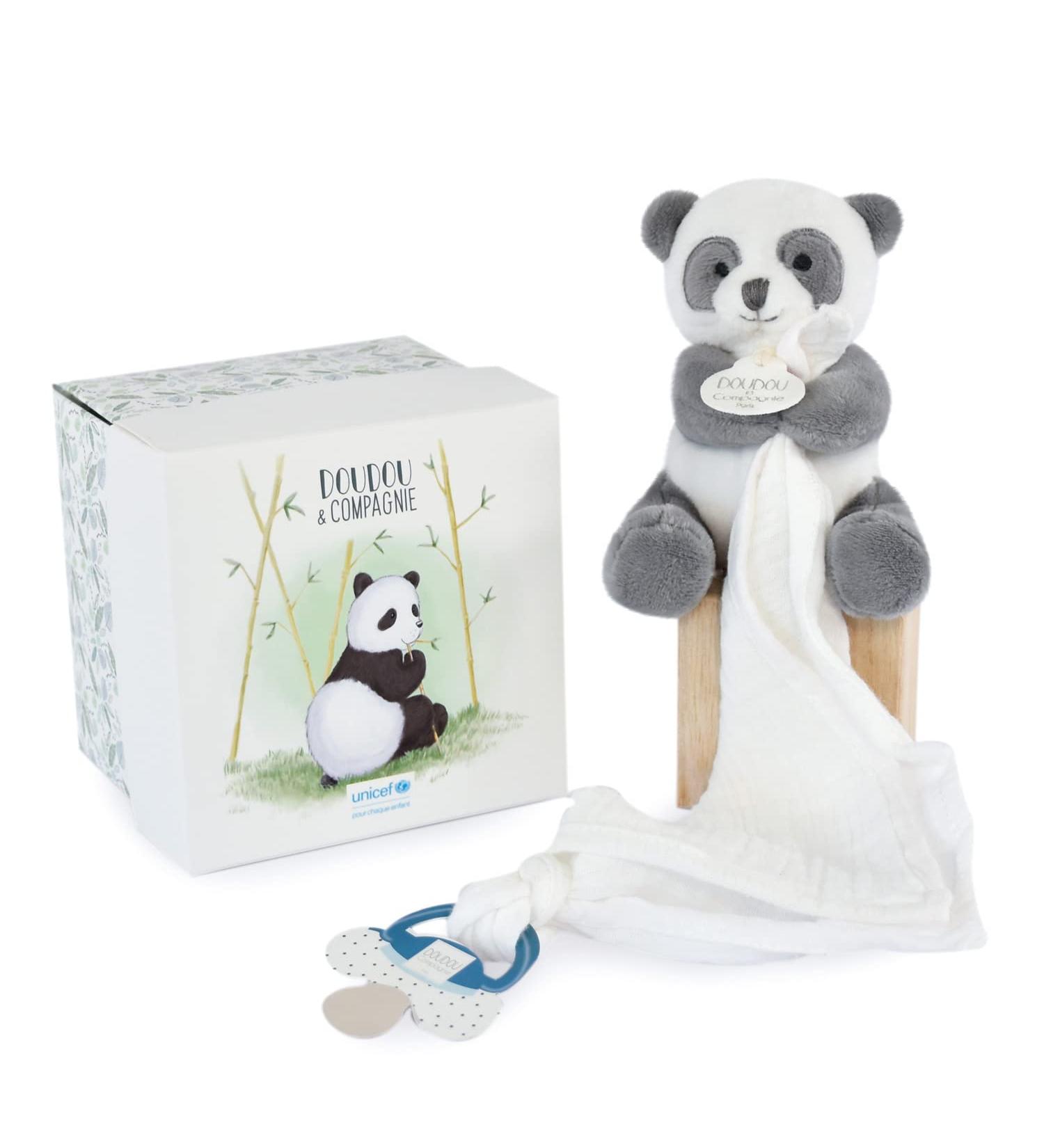 Doudou et Compagnie UNICEF Collection Panda Pacifier Chain - Cuddly Toy for Babies (12 cm) - Ideal Gift for Boys & Girls - Buy Online on GoSupps.com