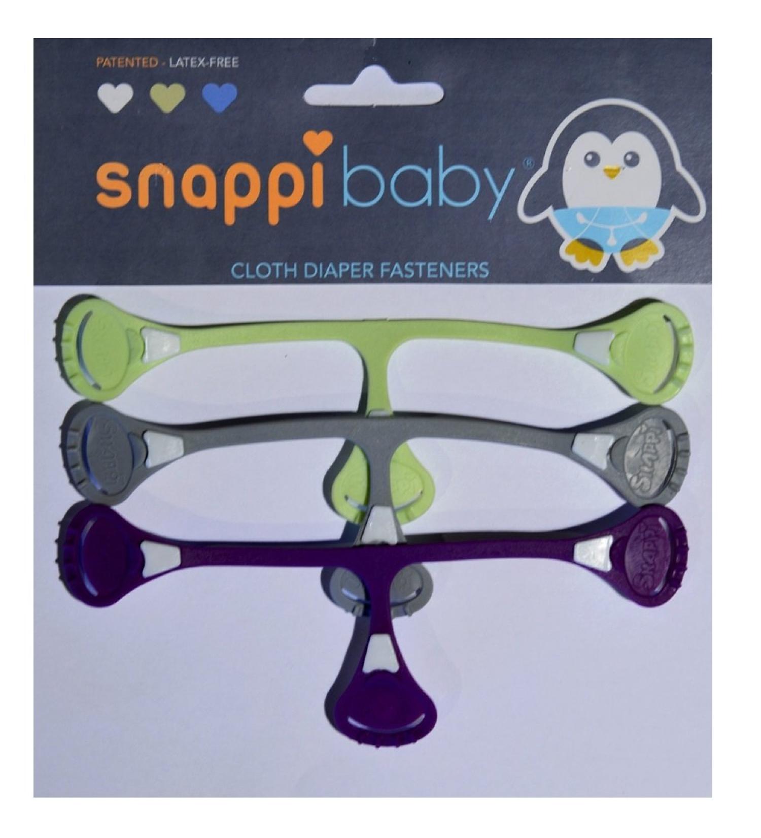 Snappi Cloth Diaper Clips - 3 Count Pack | Replaces Diaper Pins | For Cloth Prefolds & Flatfolds | Gray/Green/Purple - Buy Online on GoSupps.com