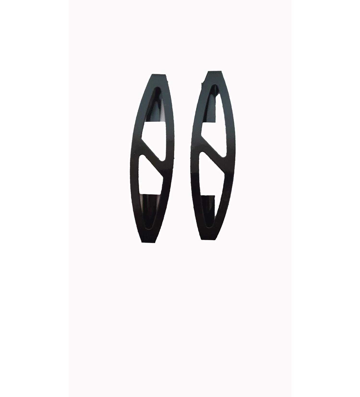 Card of 2 6cm black slash barrette hair clip womens childrens fashion