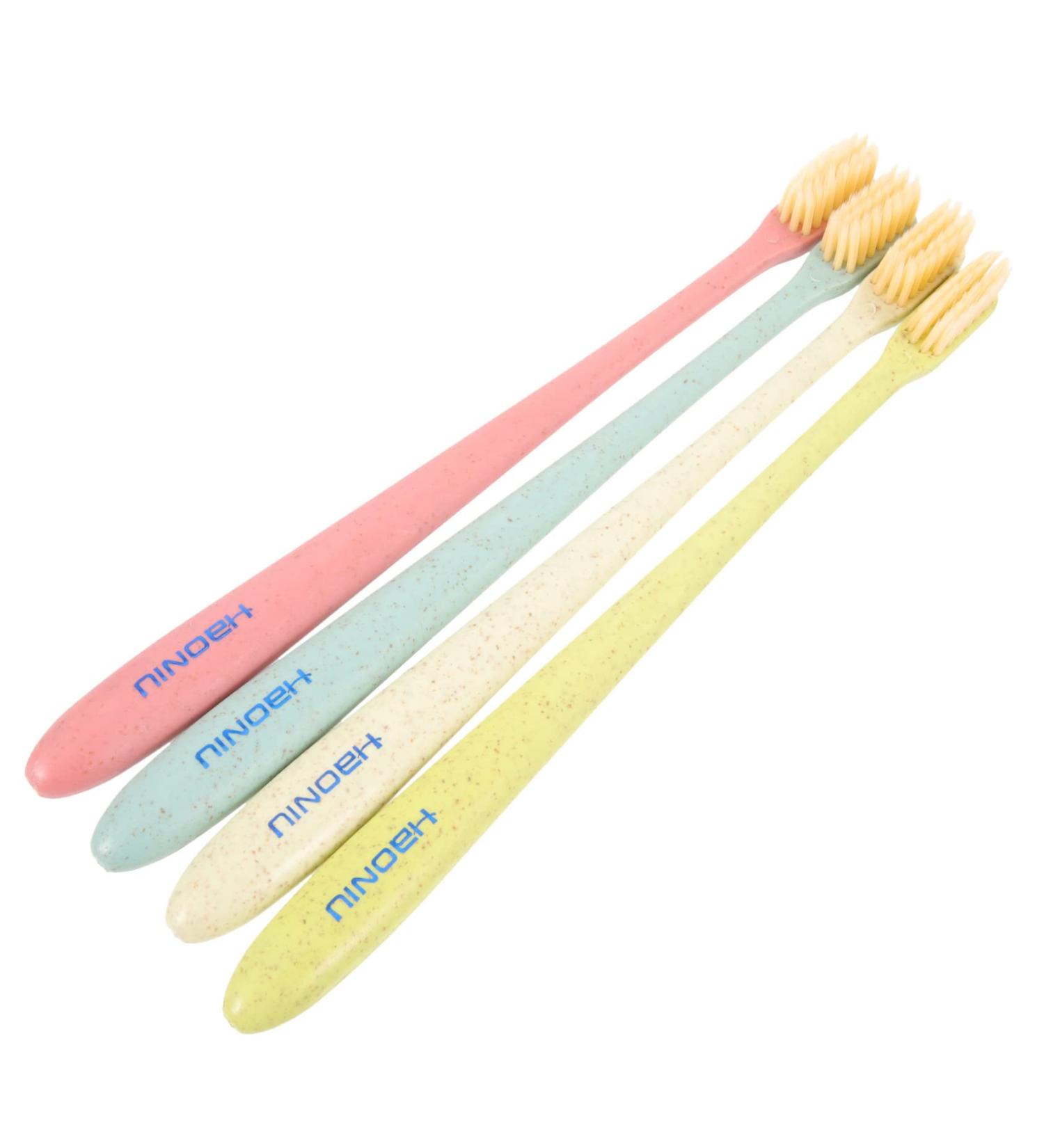 KOMBIUDA Manual Toothbrush Set - 4 Soft Plastic Brushes for Adults & Travel Includes Tongue Brush - Optimal Oral Care - Buy Online on GoSupps.com