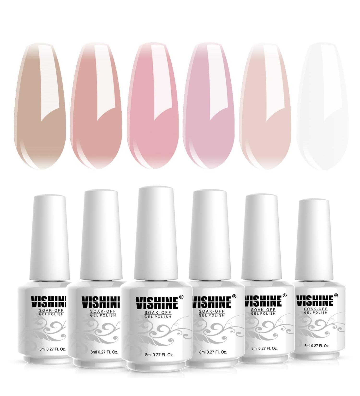 Vishine Neutral Jelly Gel Nail Polish Nude Pink Skin Milky White Gel Polish Sheer Crystal Transparent Gel Varnish Manicure Collection Nail Art Gel 6Pcs 8ml 6 Colour Set-8ml - Buy Online on GoSupps.com