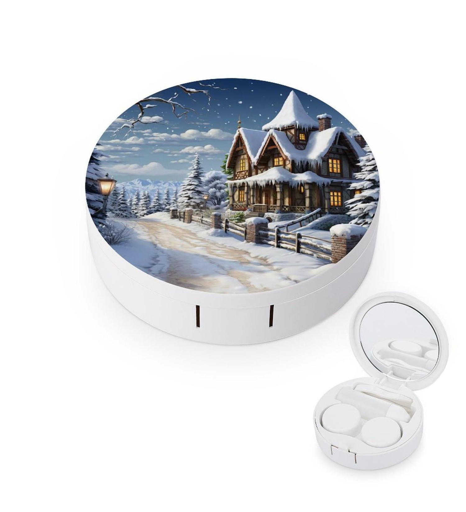 Christmas Winter Contact Lens Case - Portable Travel Storage Box for Happy Holiday Scenes - Buy Online on GoSupps.com