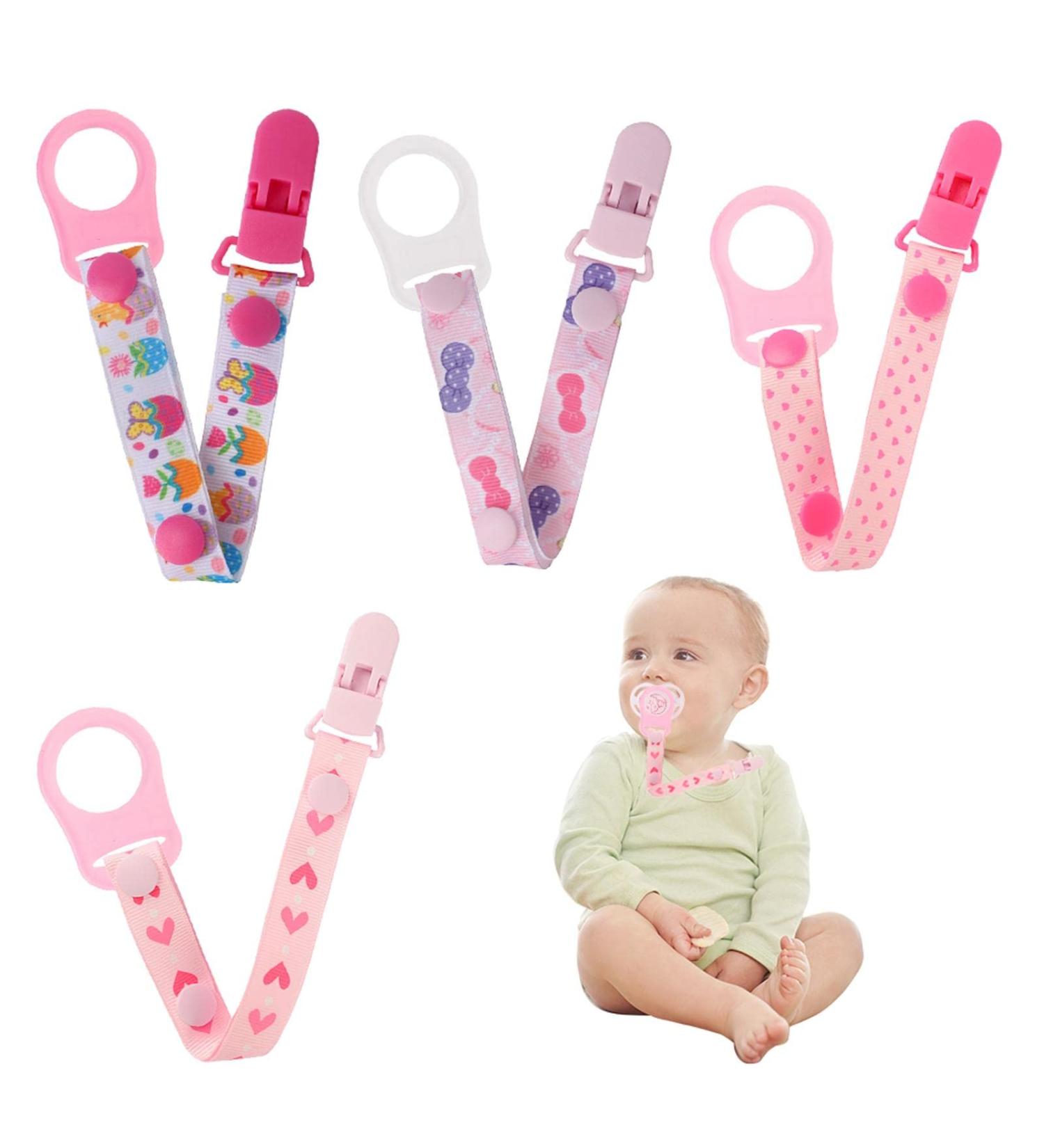 4 Pack Pacifier Clips with Silicone Adapters | Universal Pacifier Holder for Newborns | Safe & Durable Baby Care Accessories - Buy Online on GoSupps.com
