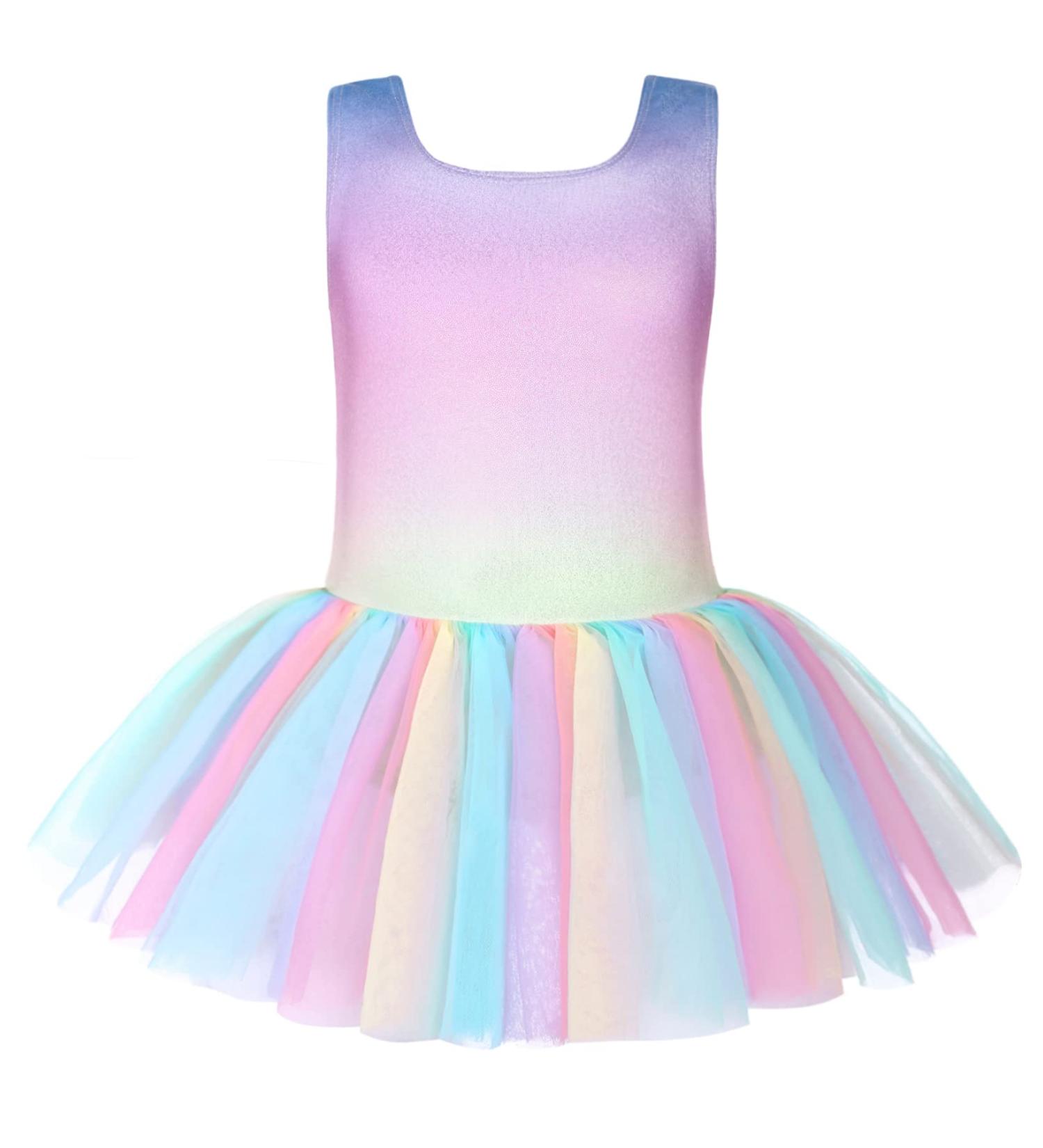 Arshiner Little Girls Sparkly Sequin Ballet Tutu Dress - Rainbow, 6-7 Years - Buy Online on GoSupps.com
