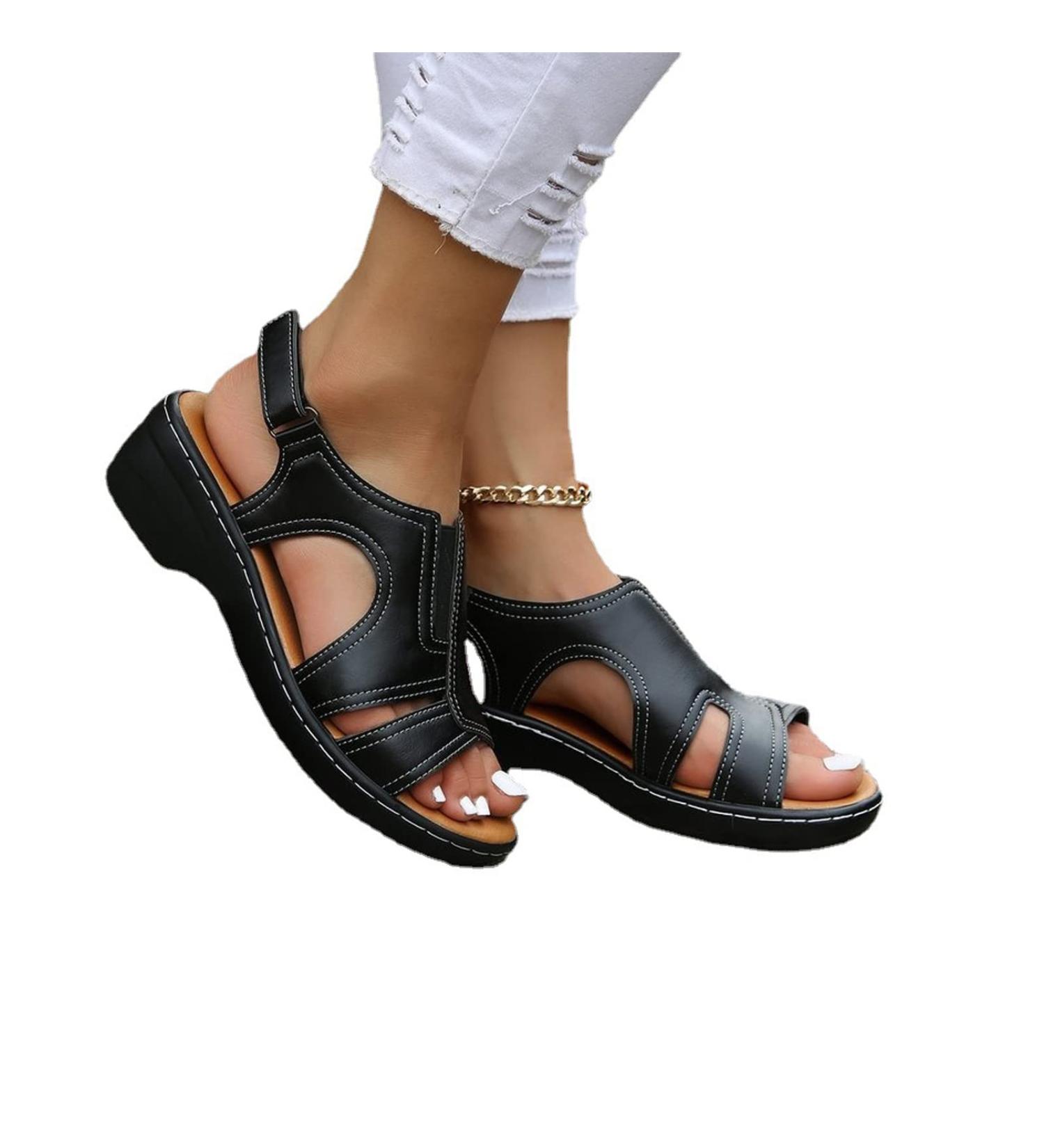 LELEBEAR Women's Orthopedic Open Toe Sandals - Arch Support & Diabetic Friendly - Buy Online on GoSupps.com