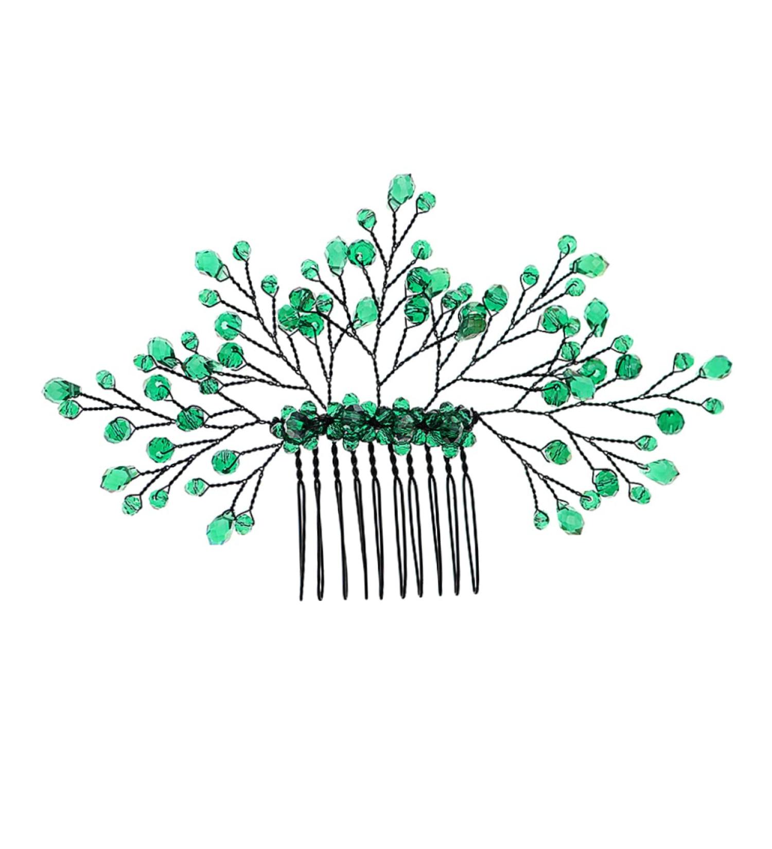 Angoily Green Branches and Leaves Hair Comb Wedding Hair Clip Hair Comb Green Rhinestone Barrettes Prom Tiara Rhinestone Hair Barrette Hair Pin Crystal Leaf Accessories Banquet - Buy Online on GoSupps.com