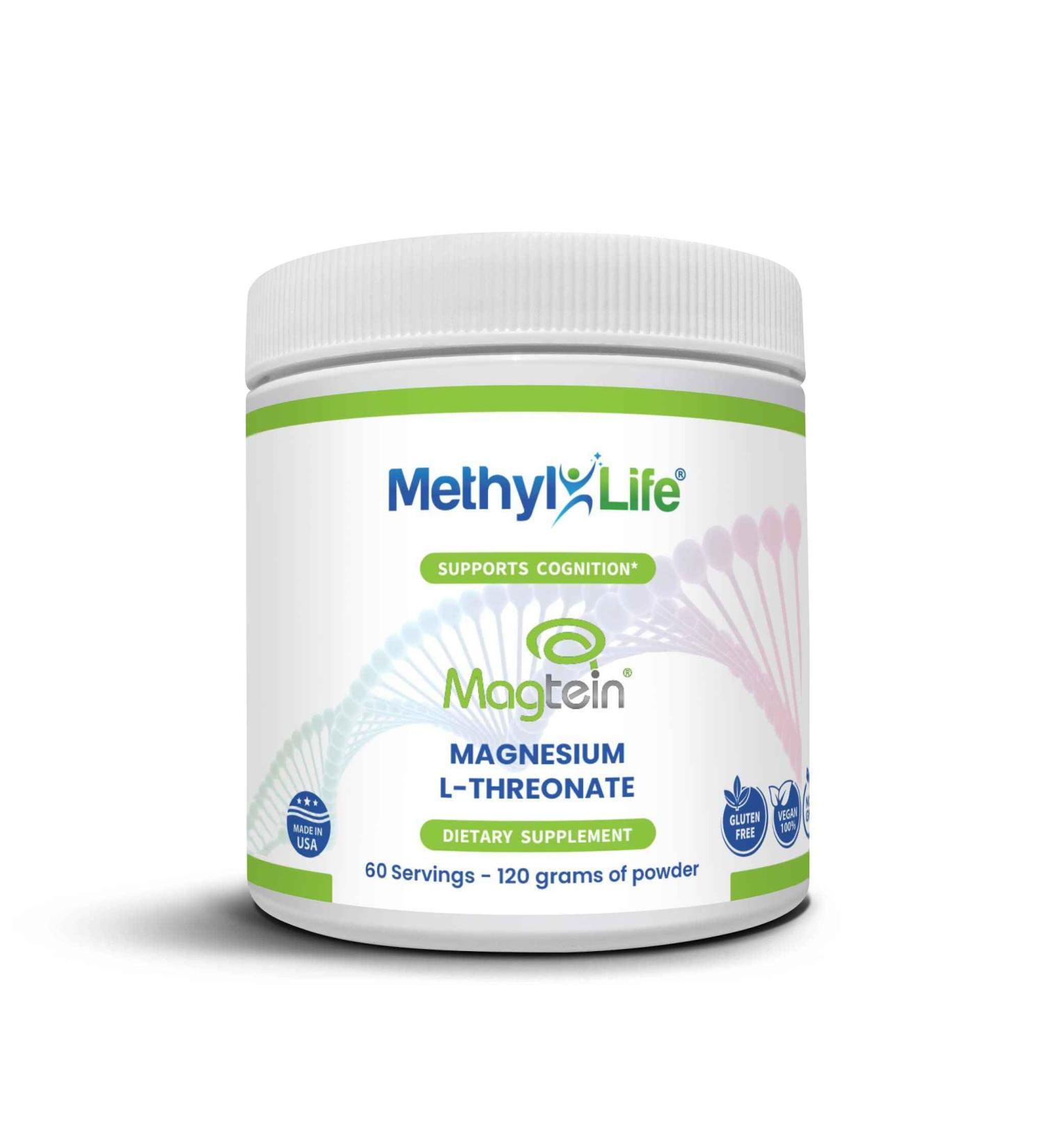Methyl-Life Magtein Magnesium L-Threonate Powder Brain-Preferred Magnesium for Superior Absorption & Purity | 120g (60 Servings) | Non-GMO Gluten-Free Filler-Free - Buy Online on GoSupps.com