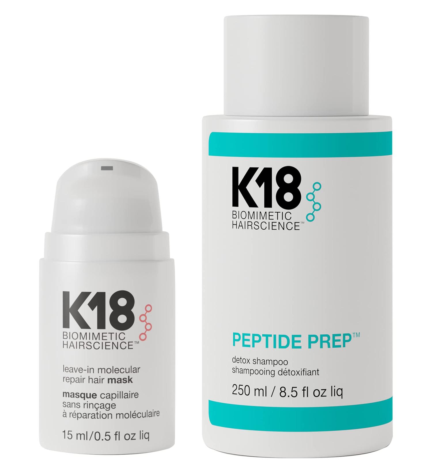 K18 Hair Repair Kit: Hair Mask (15ml) & Detox Shampoo (8.5 oz) - Buy Online on GoSupps.com