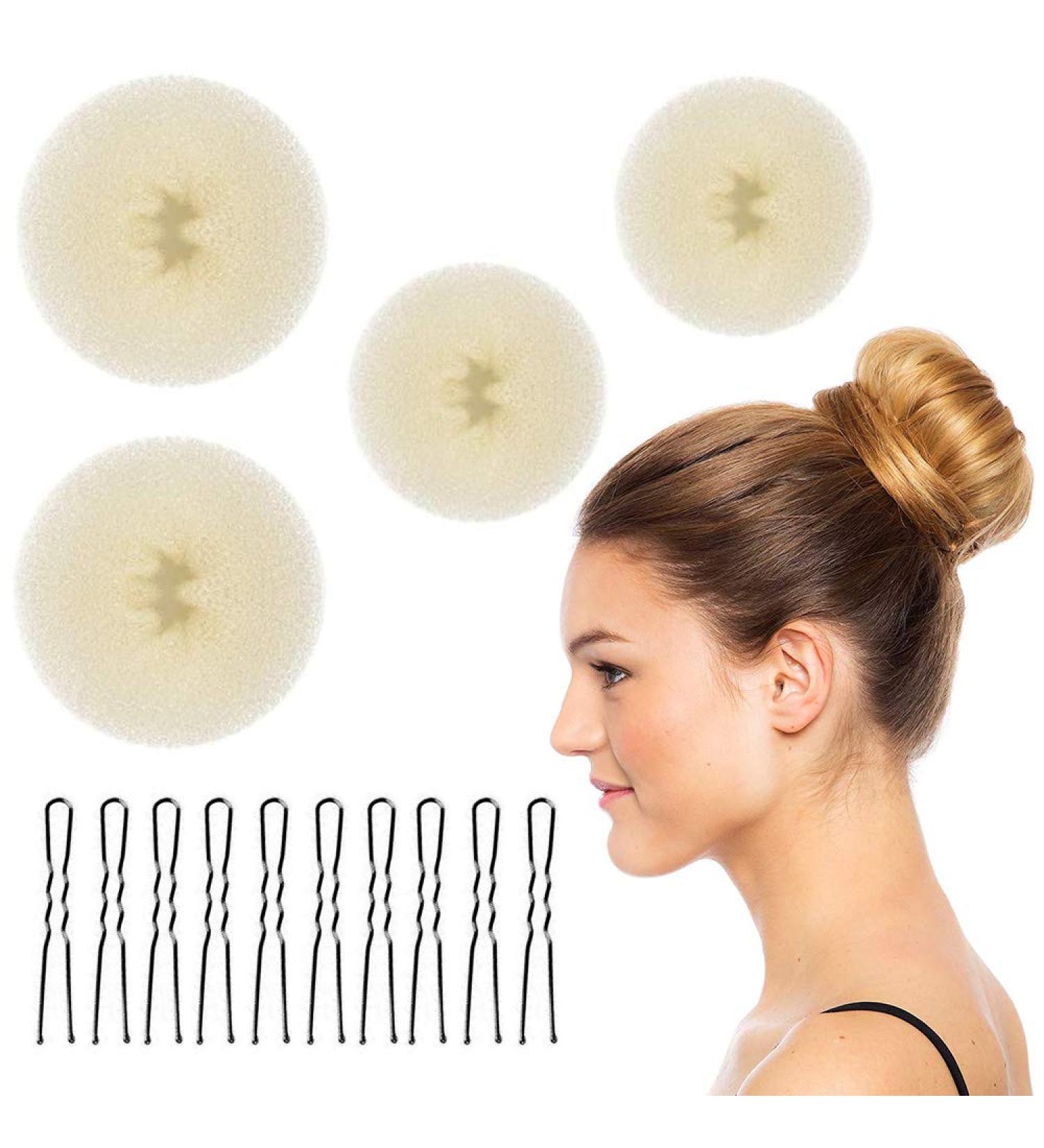 4-Piece Hair Donut Bun Maker Set & 10 Hairpins - Easy Hair Accessories for Dancers & Everyday Styles - Buy Online on GoSupps.com