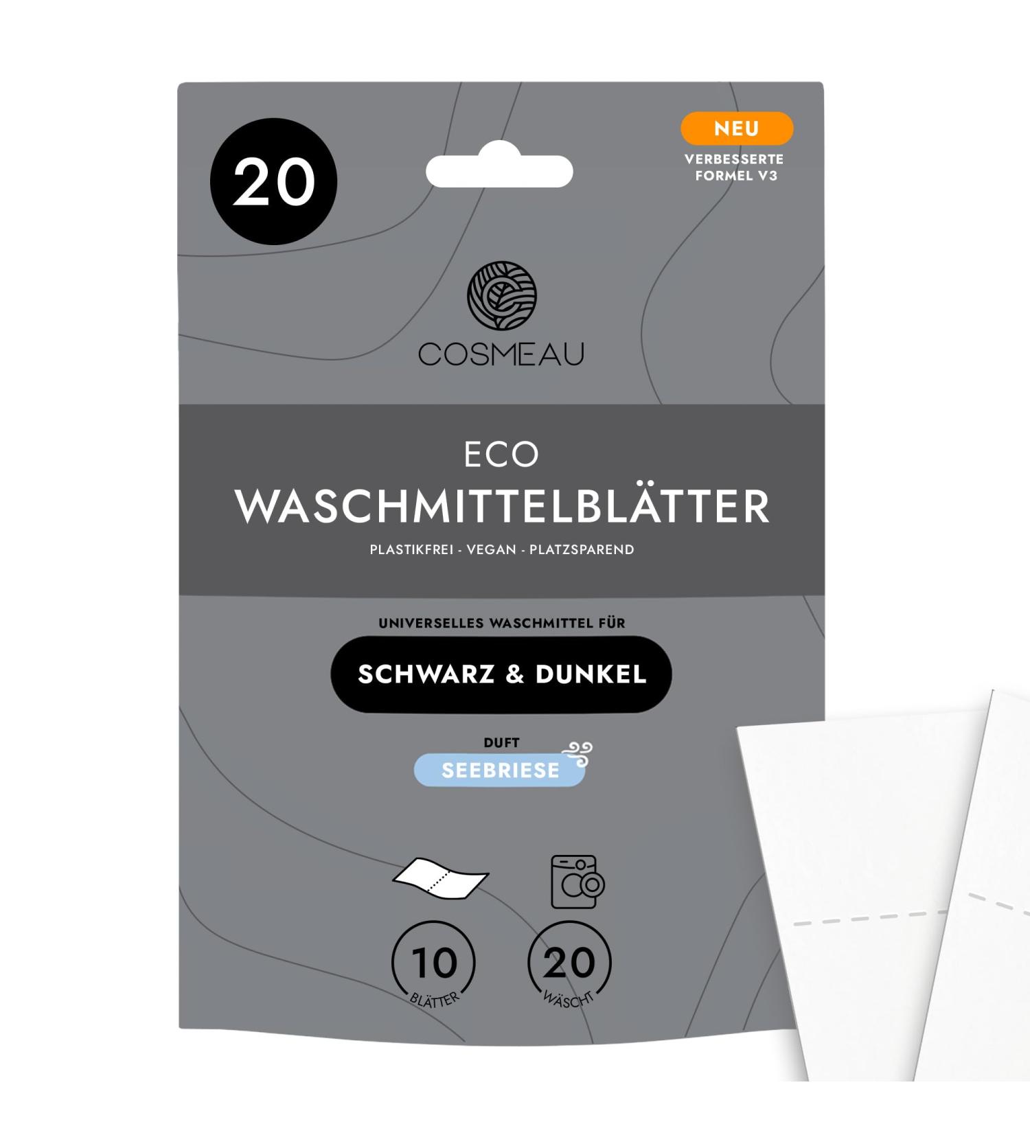 Cosmeau Sustainable Detergent Leaves for Black & Dark Laundry - Plastic-Free Travel-Friendly 20 Washes - Sea Gear - Buy Online on GoSupps.com