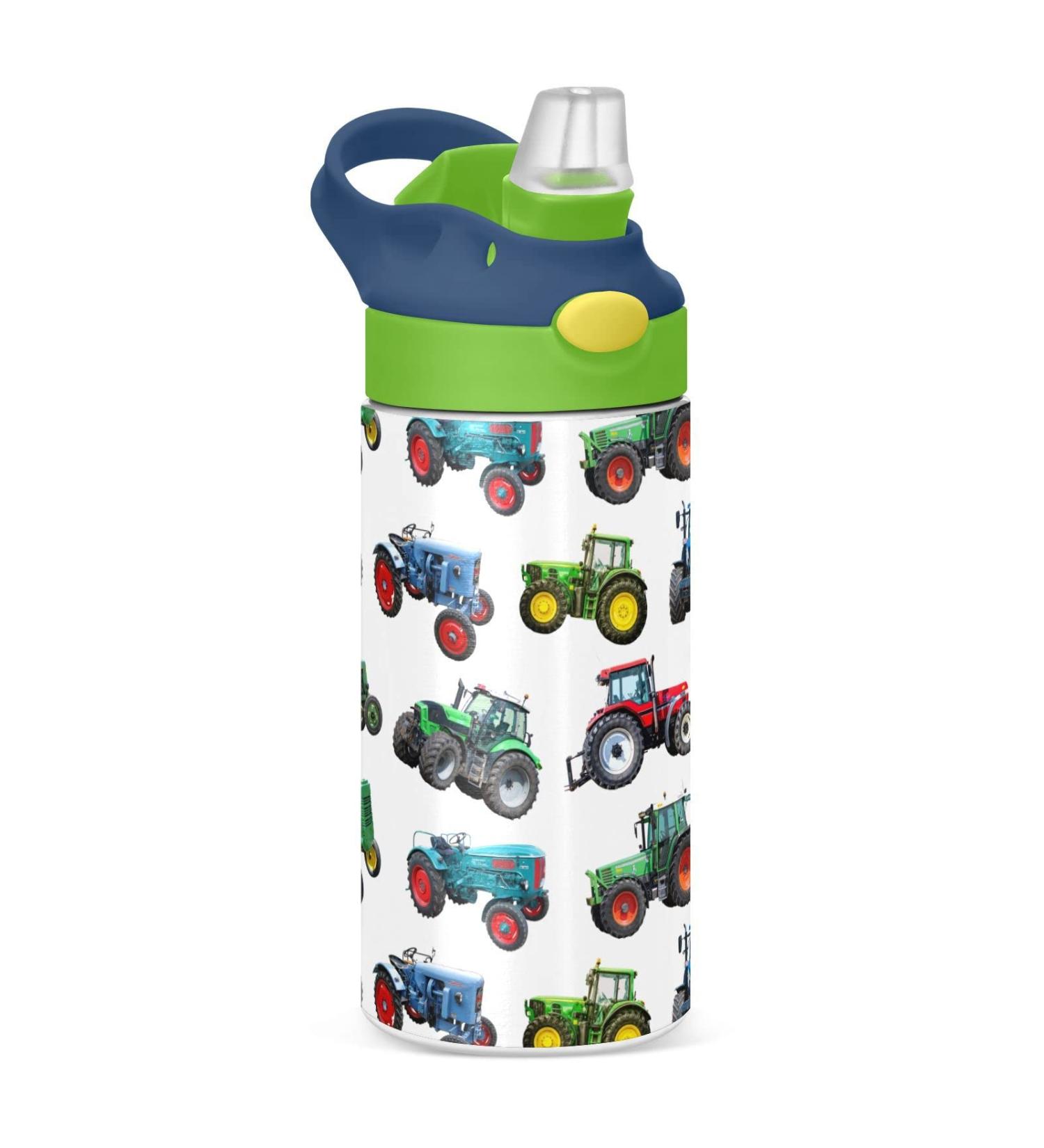 Tractor Kids Stainless Steel Water Bottle - 12oz Vacuum Insulated Double Wall Bottle - Buy Online on GoSupps.com