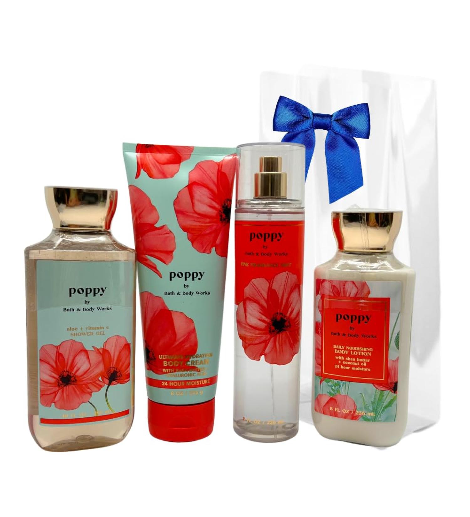 Bath & Body Works Poppy 4-Piece Deluxe Gift Set Perfect Holiday Gift with Body Lotion Shower Gel Body Cream & Fragrance Mist - Buy Online on GoSupps.com