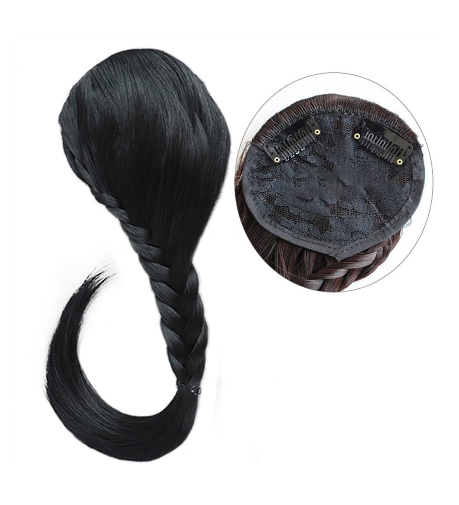 Bangs Hair Clip Synthetic Fishtail Plaited Braided Bangs One Pieces Natural False Hair Bang Front Braids Fringe Clip in Hair Extensions hairpieces for Women Bangs Clip in Hair (Color : Natural Black 1 Natural Black - Buy Online on GoSupps.com