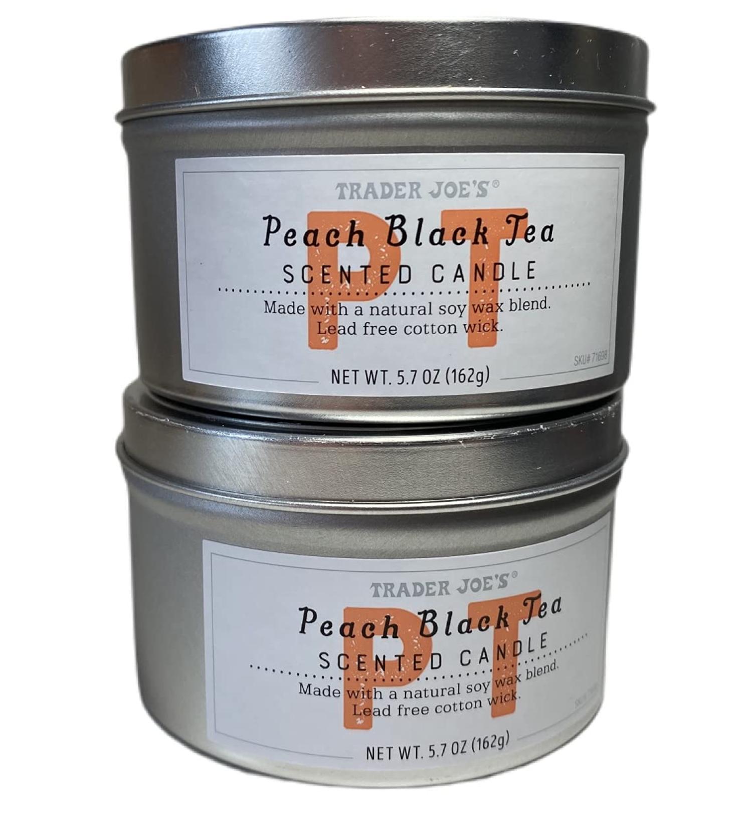Trader Joe's Peach Black Tea Scented Candle - 5.7 oz (Pack of 2) | International Shipping Available - Buy Online on GoSupps.com