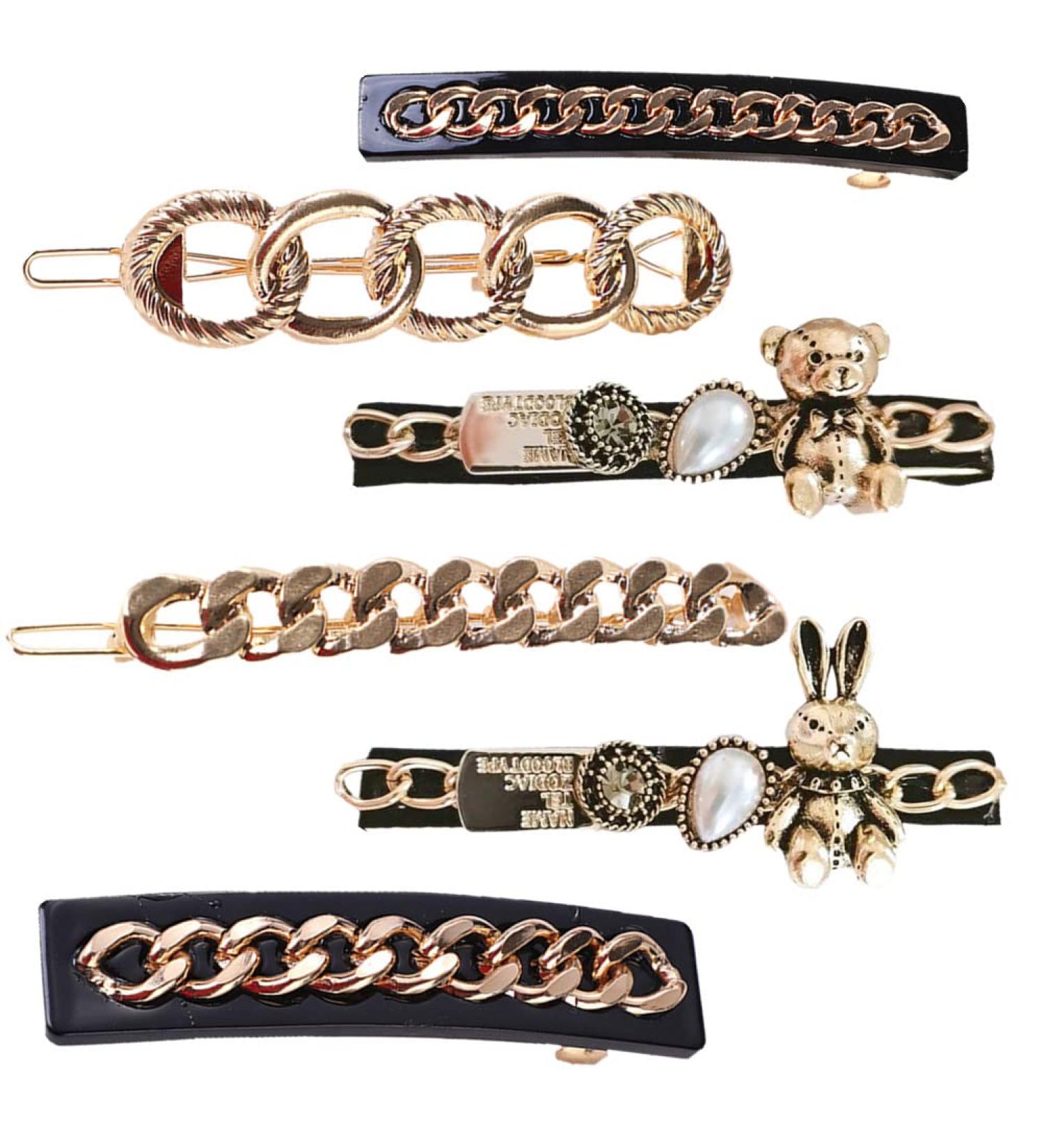 5pcs Vintage French Metal Side Bang Ponytail Holders for Women & Girls - Stylish Hair Clip Accessories - Buy Online on GoSupps.com