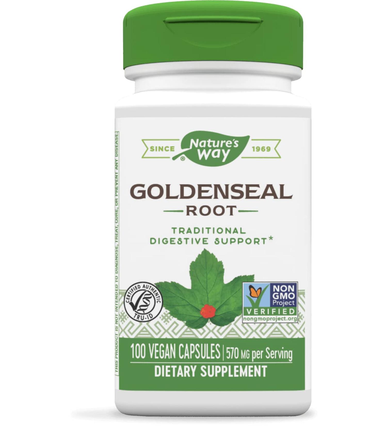 Natures Way Goldenseal Root Capsules - Traditional Digestive Support - Non-GMO - 100 Count - Buy Online on GoSupps.com