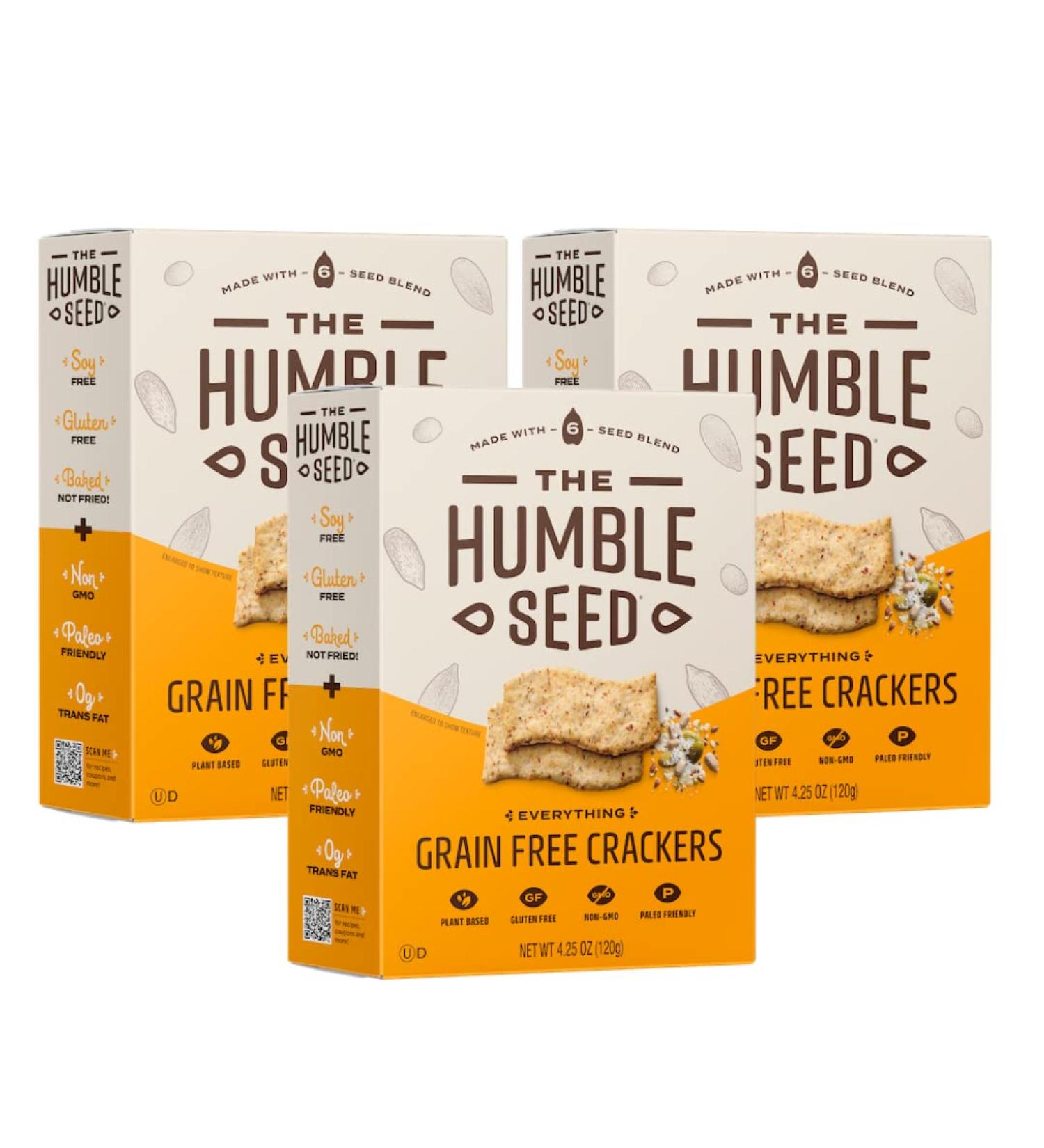 Humble Seed Grain Free Crackers | Everything Flavor 4.25 oz | Pack of 3 | Gluten Free, Plant Based, Non-GMO, Vegan | 6-Seed Blend - Buy Online on GoSupps.com